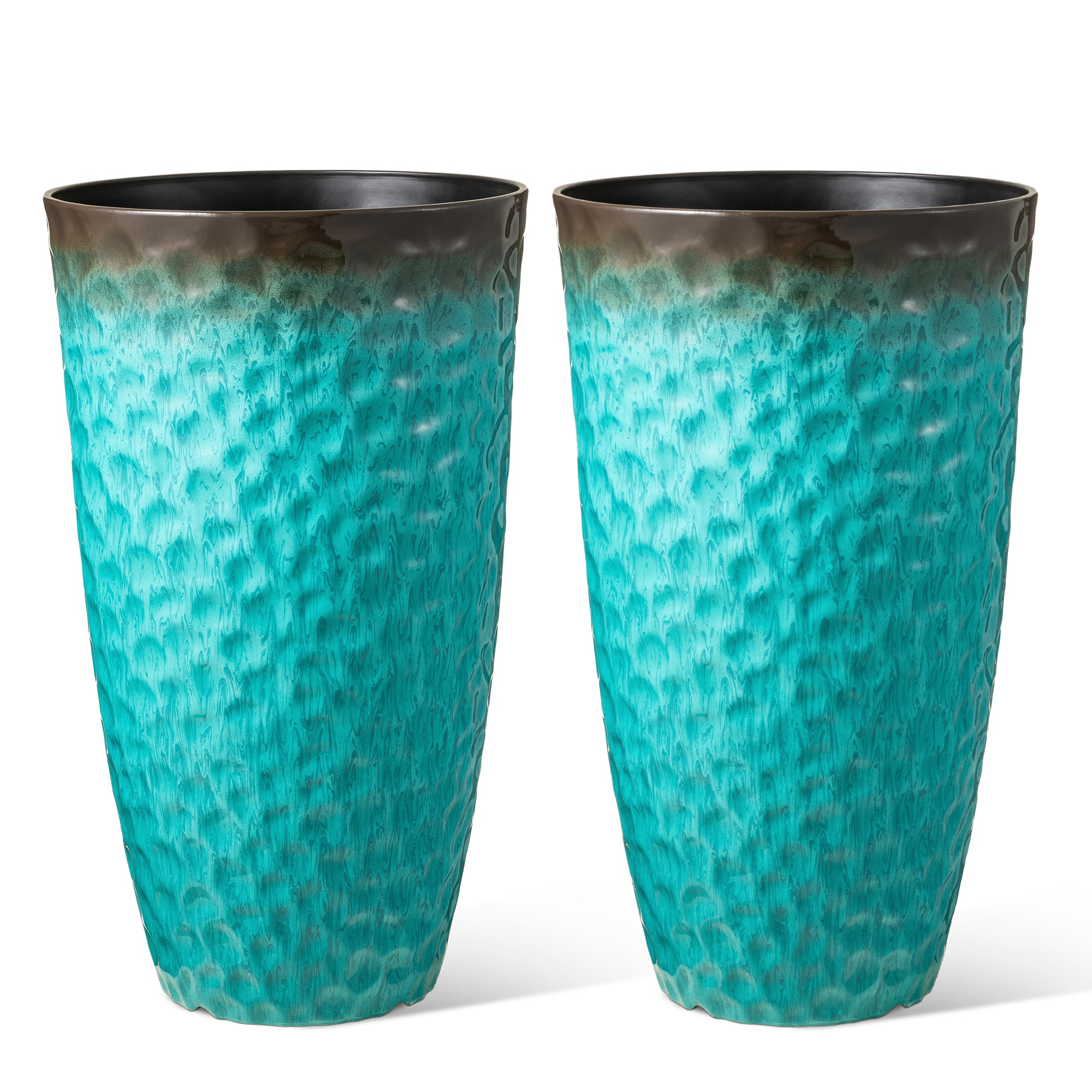 Glitzhome® Oversized Turquoise Honeycomb Textured Tall Plastic Planters