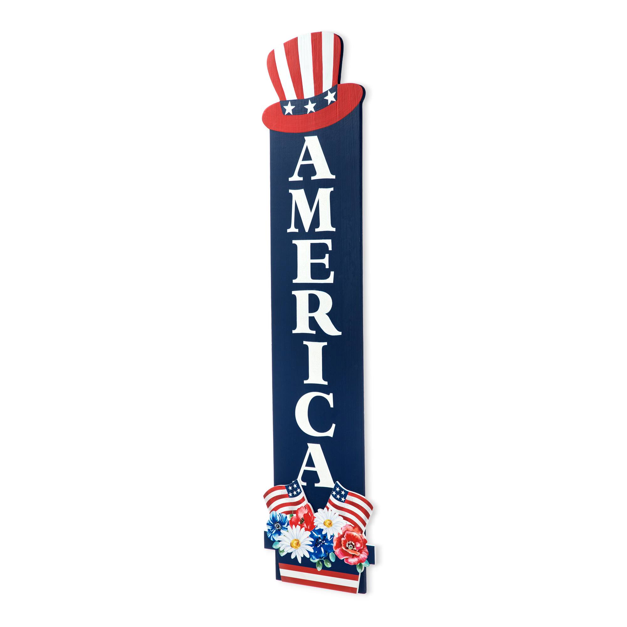Glitzhome® 42" Patriotic America Wood Porch Décor