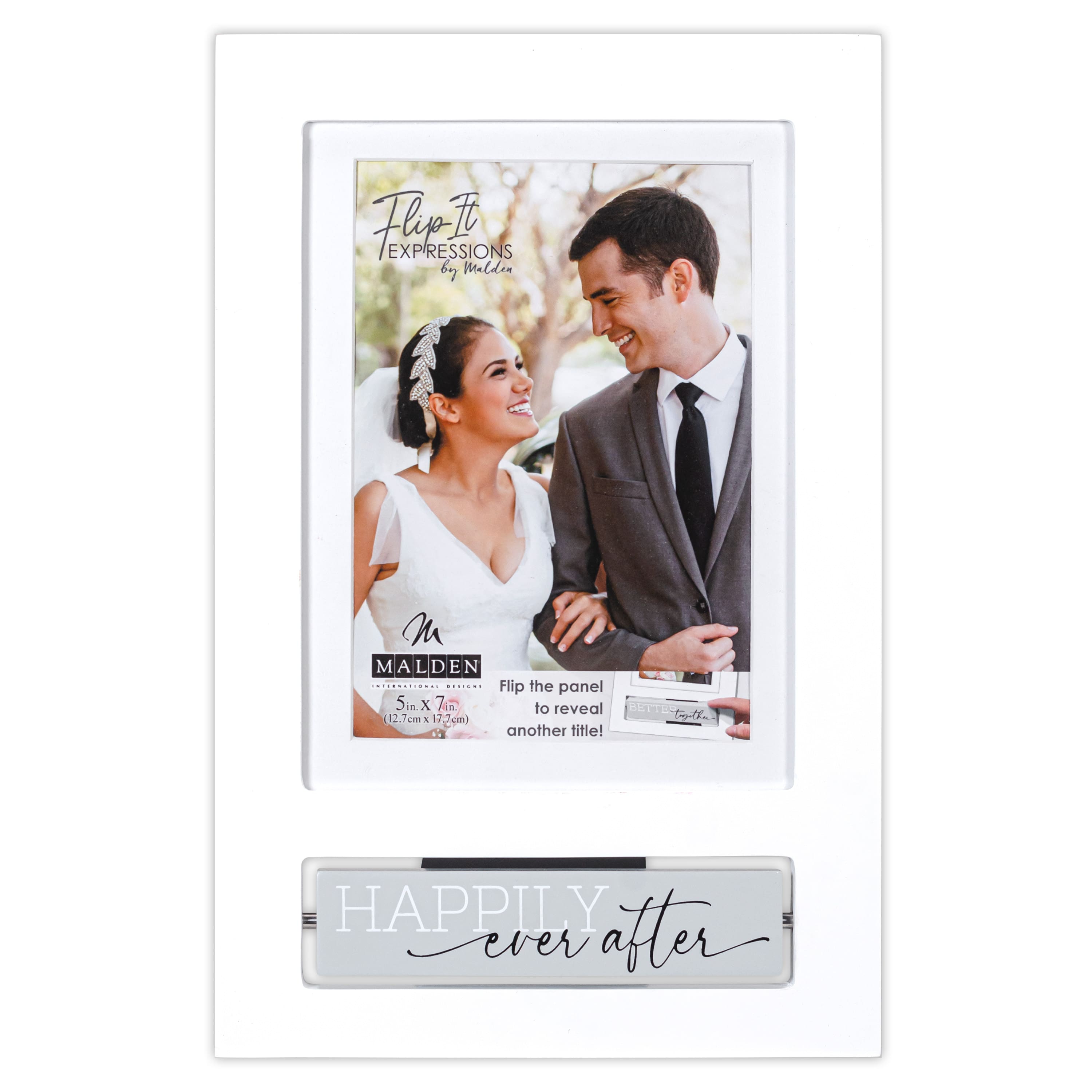 Malden International Designs Happily Ever After White 5" x 7" Flip It Frame