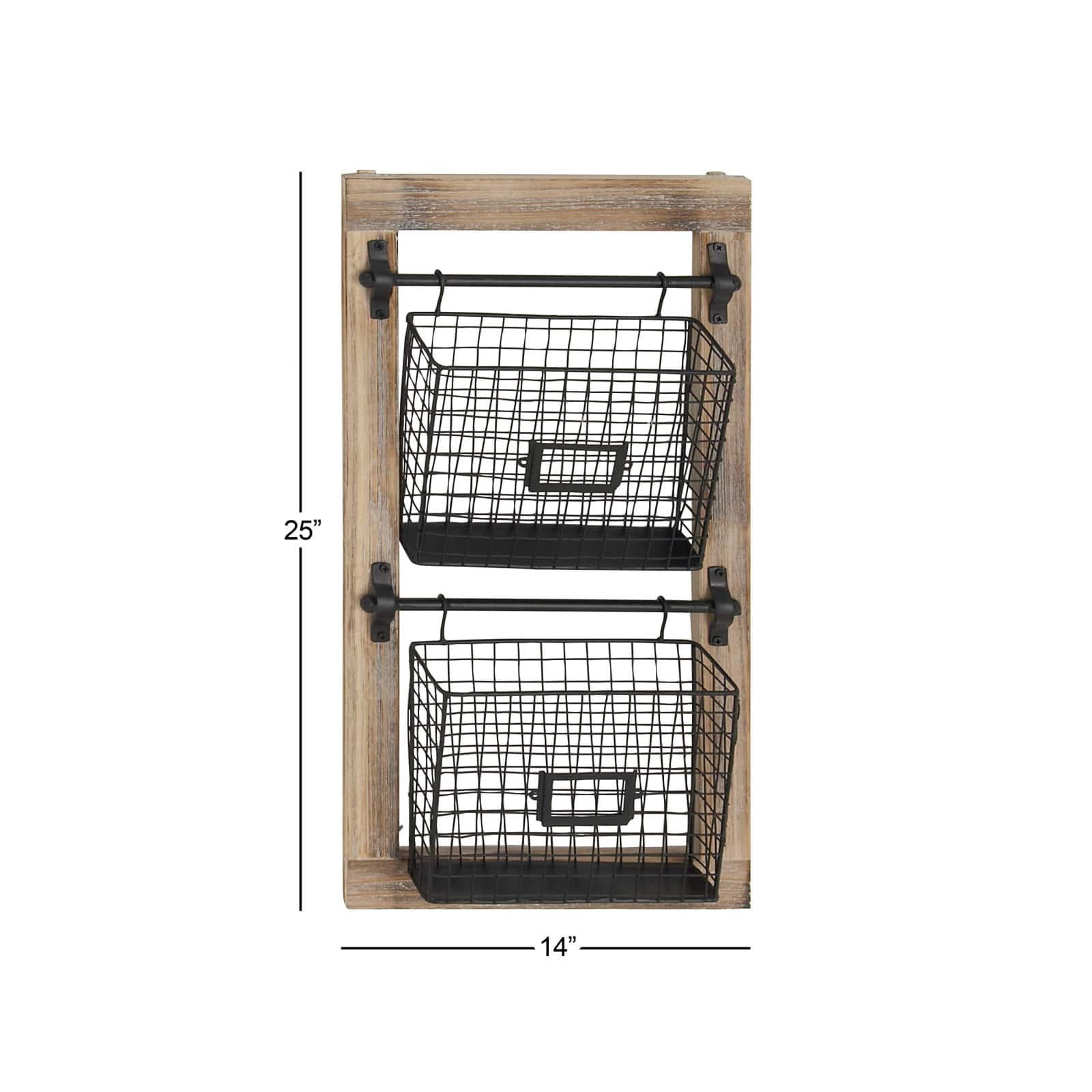 25" Black Metal Farmhouse Magazine Rack Holder