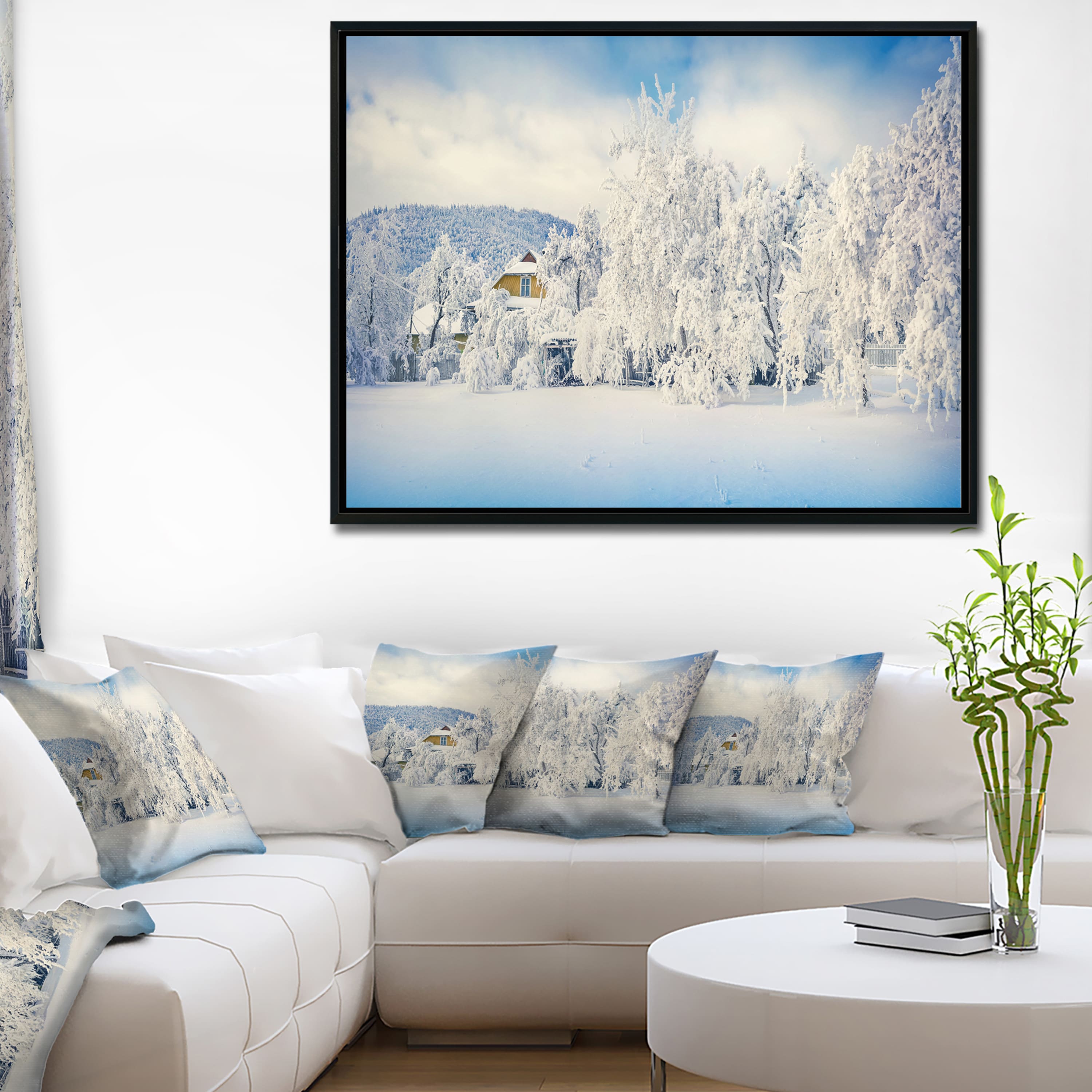 Designart - White Winter Mountain Landscape