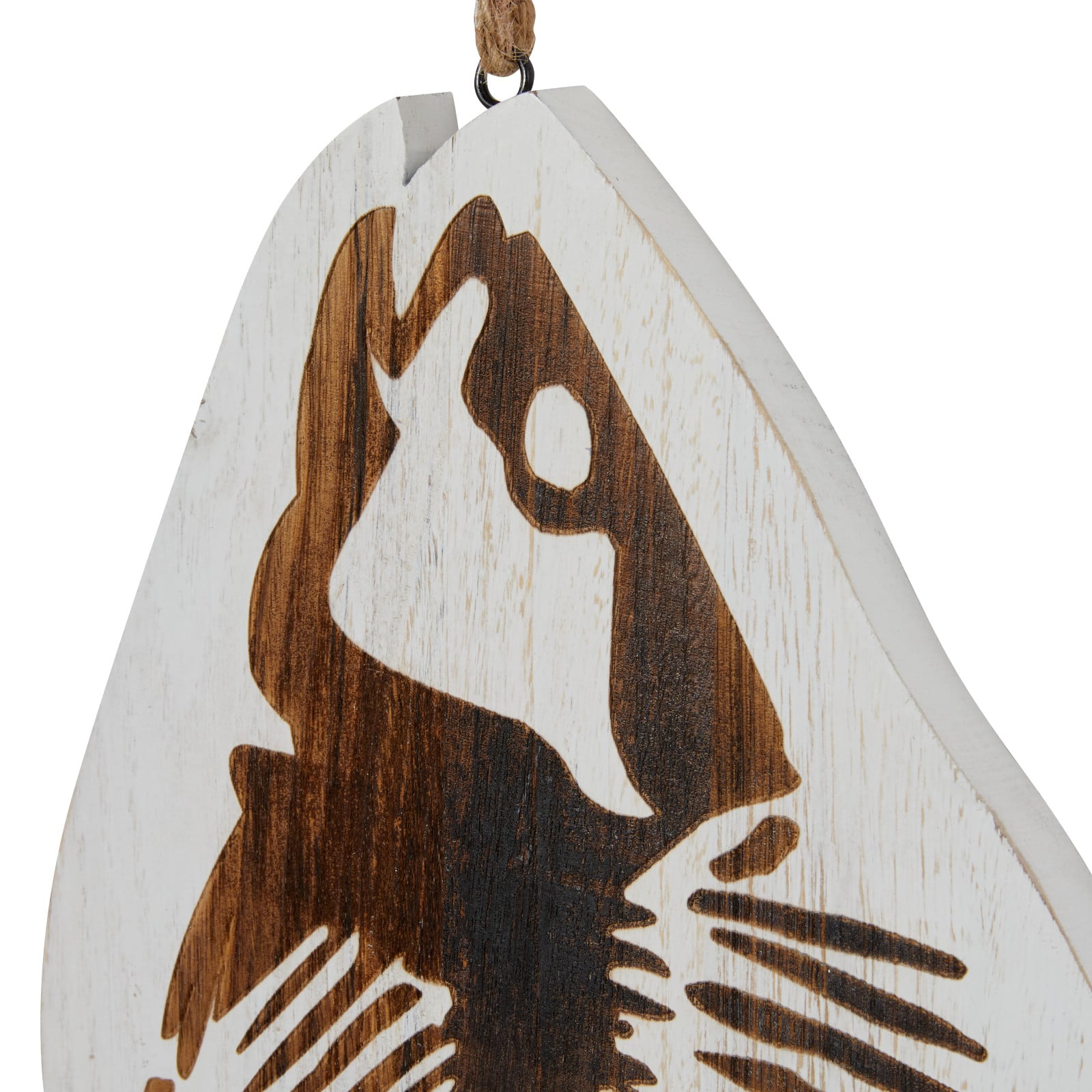 Set of 3 White Wood Coastal Fish Wall Decor, 22", 26", 30"