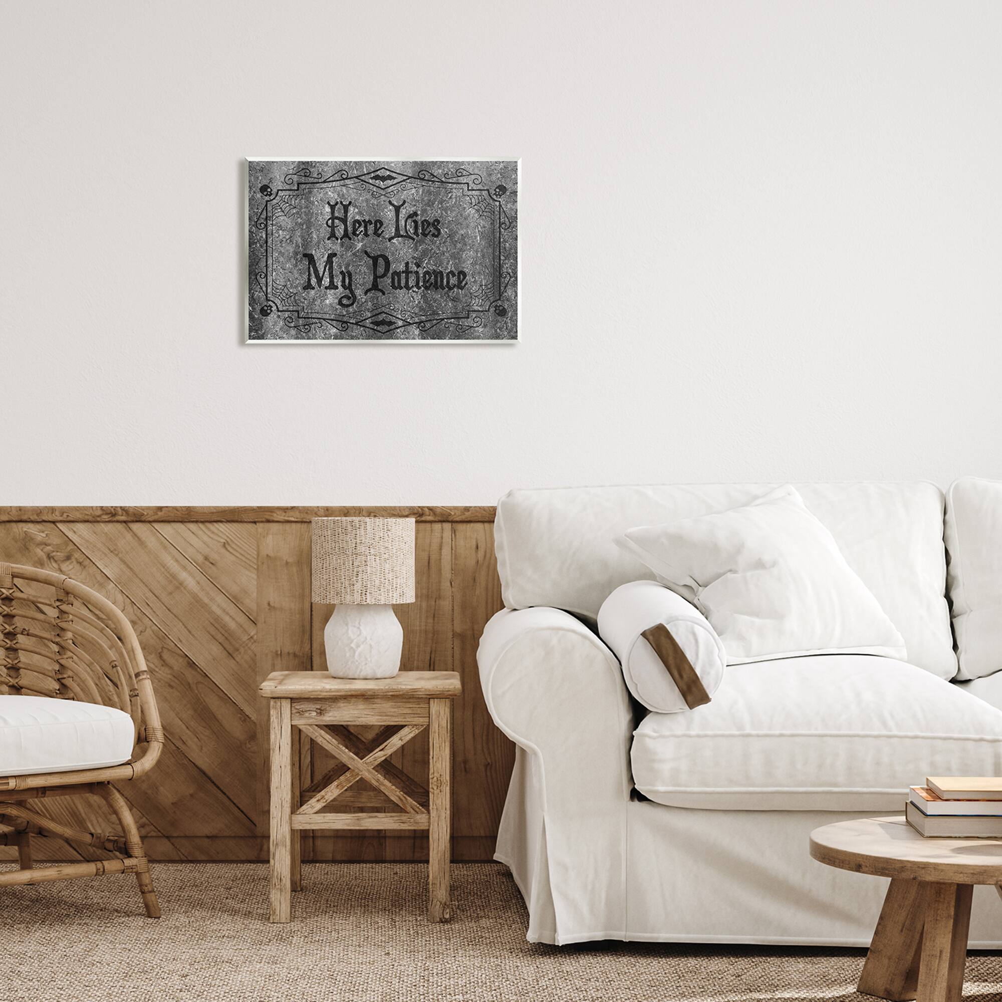 Stupell Industries Here Lies My Patience Tombstone Wall Plaque Art