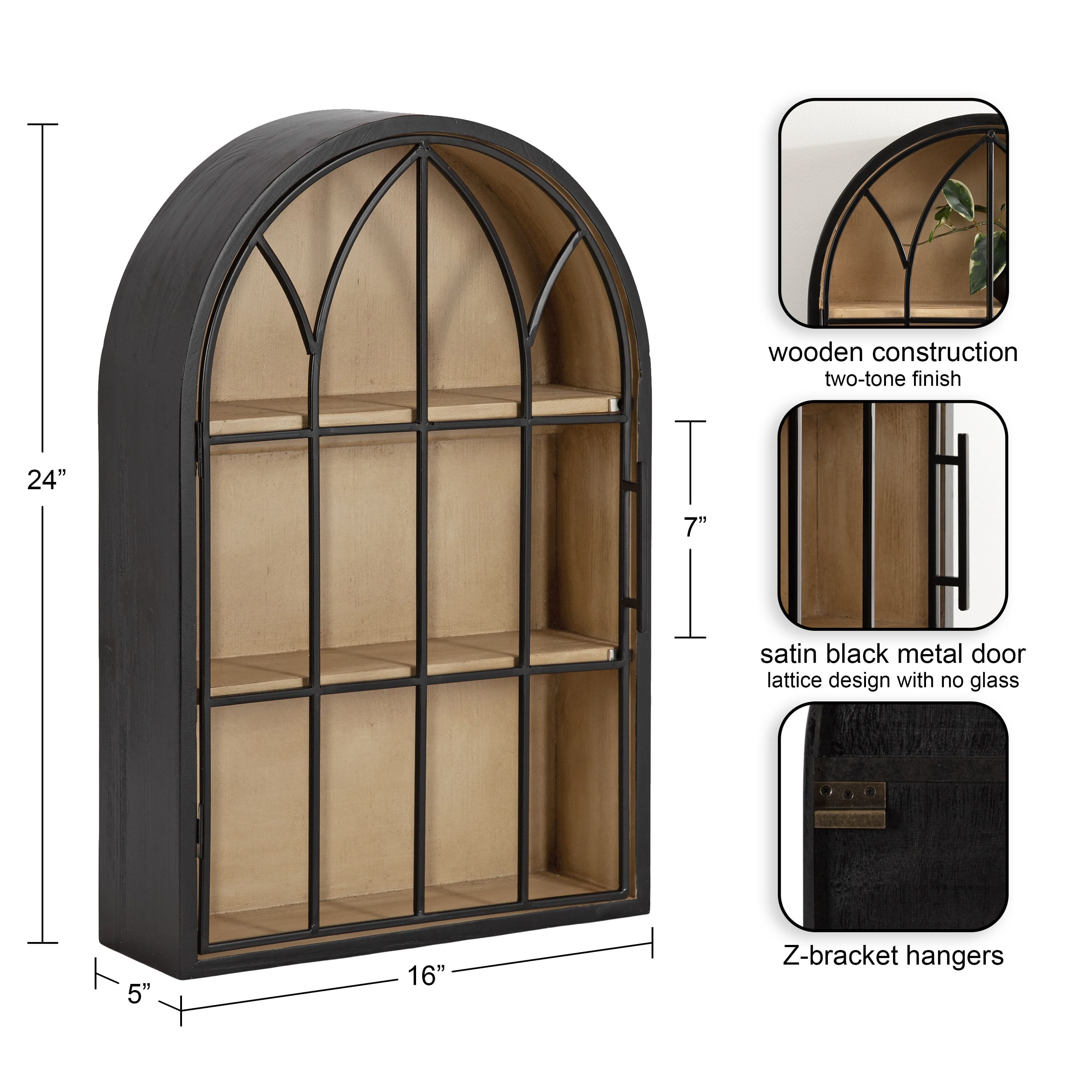 Kate and Laurel Megara Arched Wall Mounted Cabinet