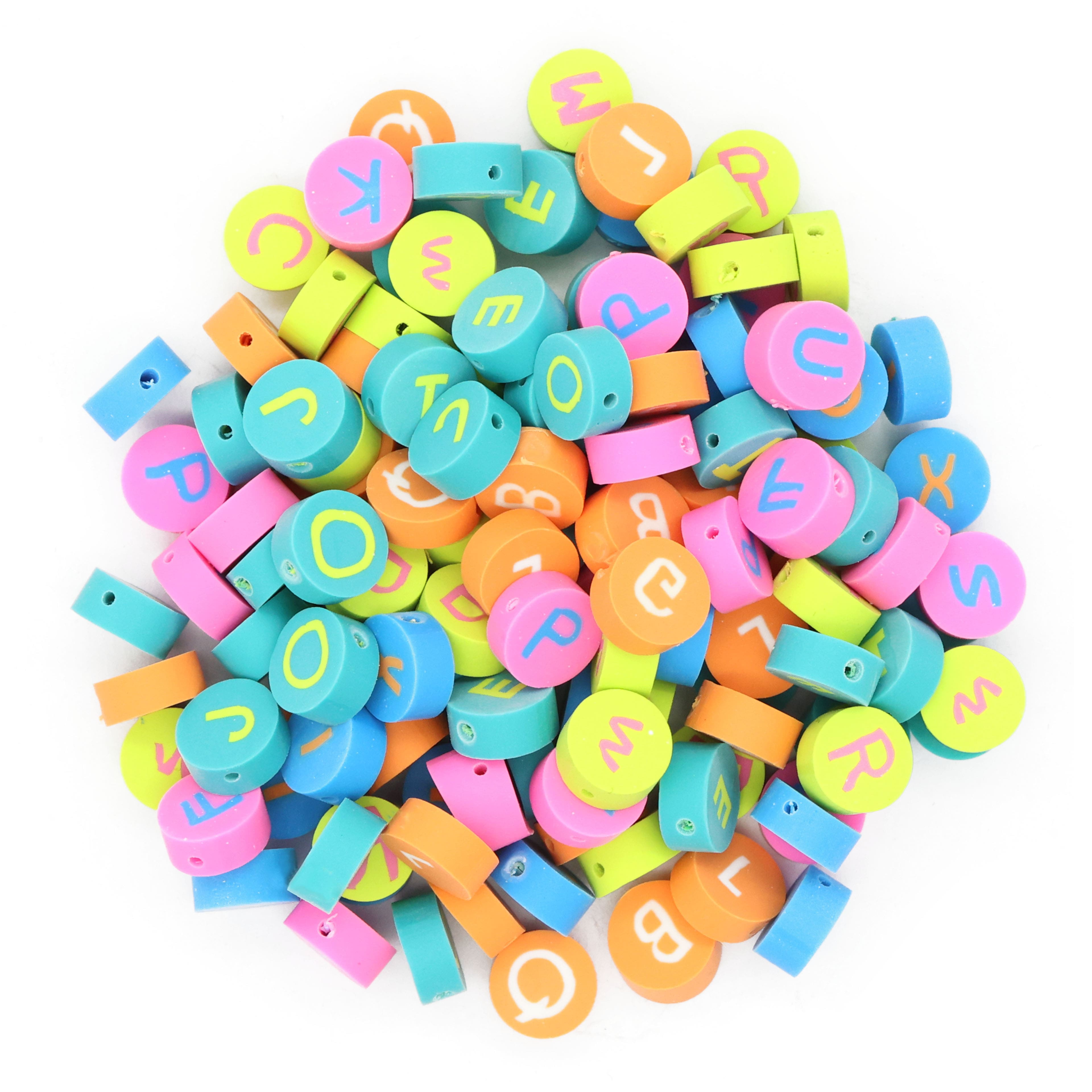 12 Packs: 200 ct. (2,,400 total) Mixed Neon Clay Alphabet Beads by Creatology™