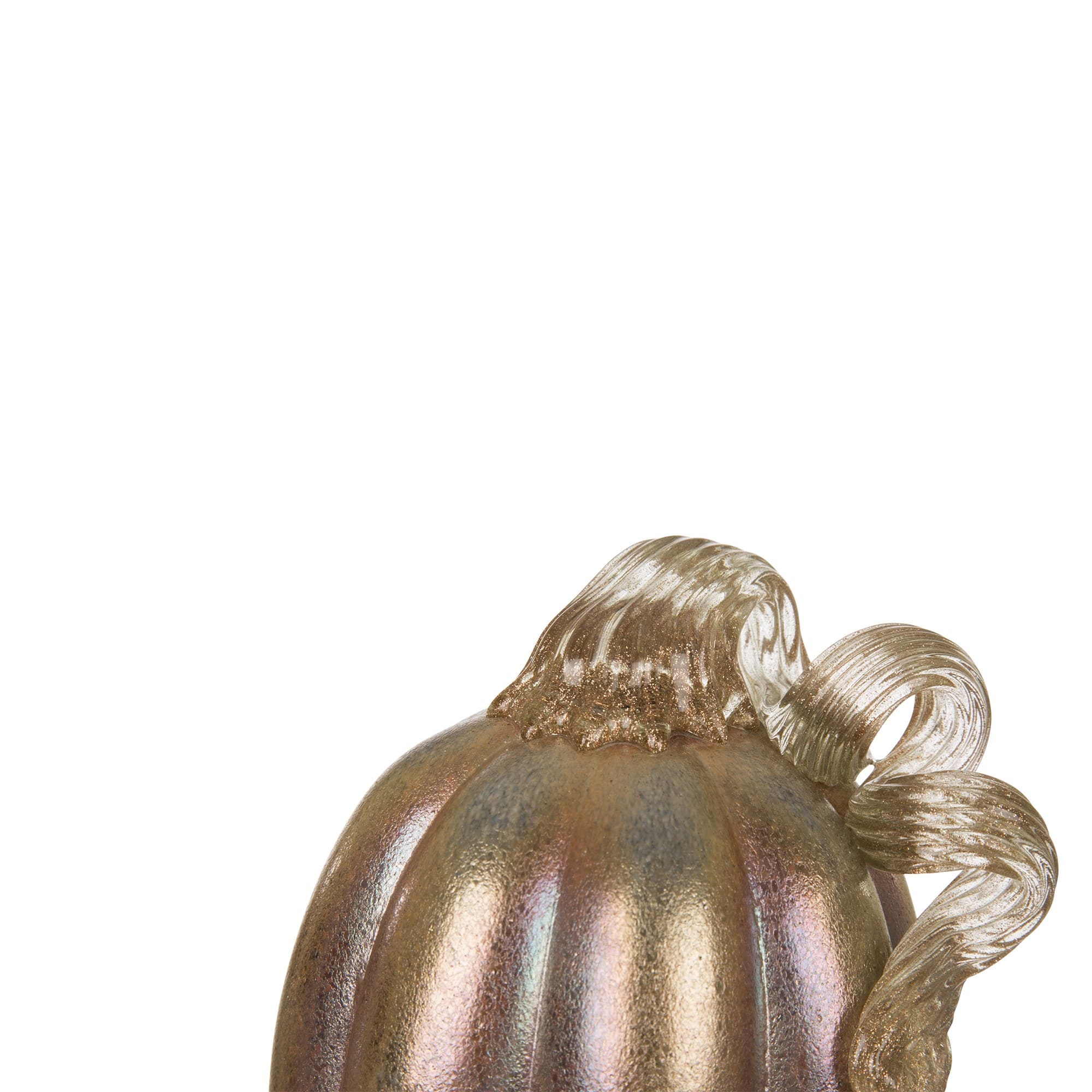 Glitzhome® 5" Blue & Gold Glittery Glass Pumpkin, 2ct.