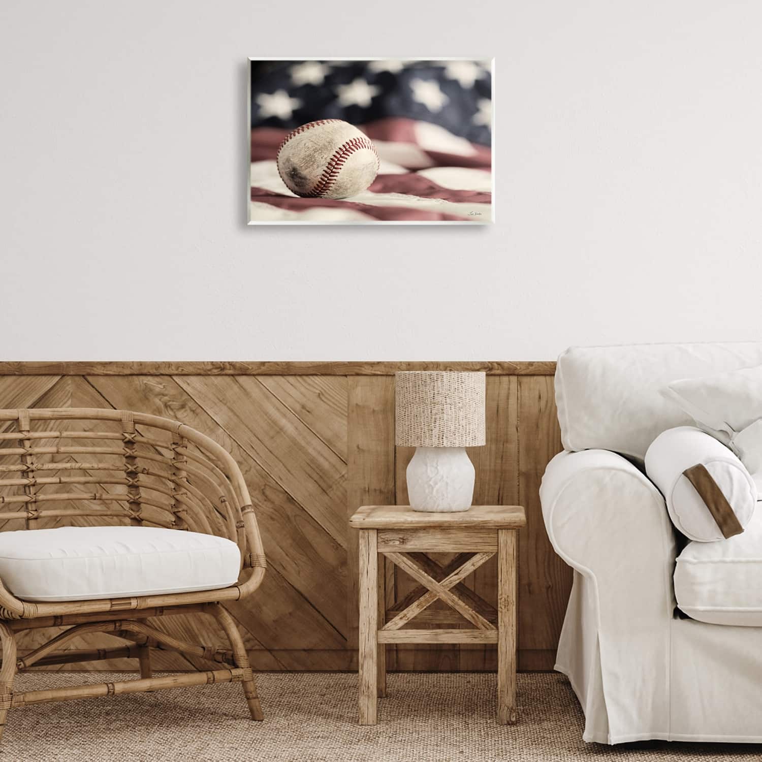 Stupell Industries Baseball & American Flag Wall Plaque Art
