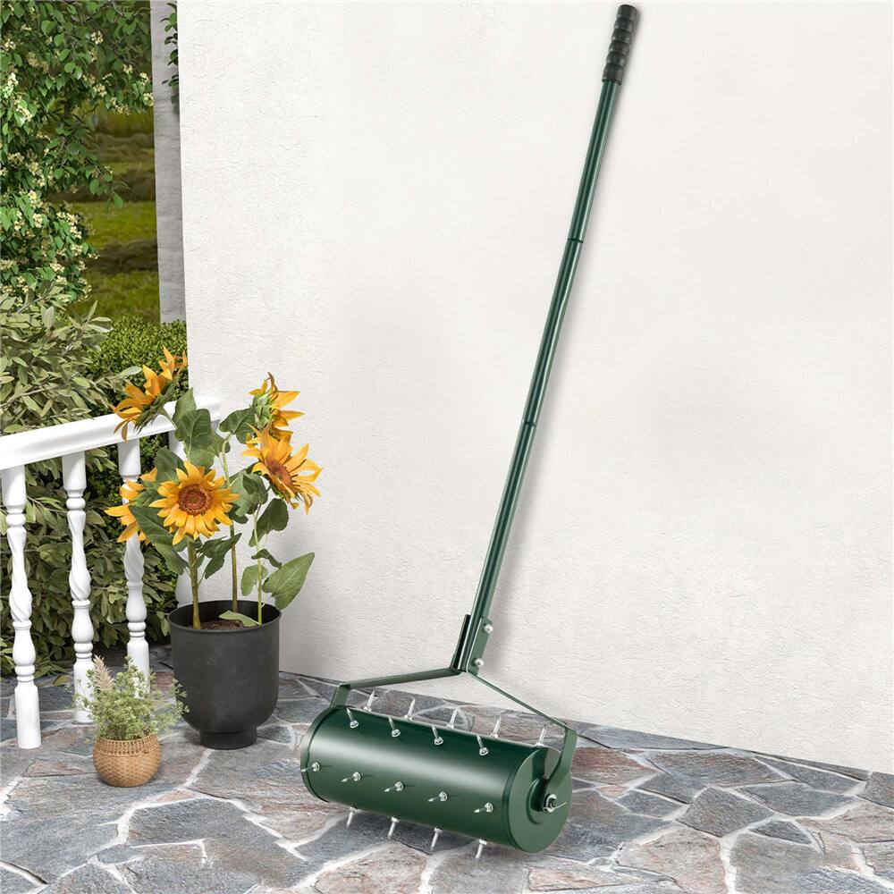 Costway 18" Heavy Duty Manual Rolling Lawn Aerator Tool with Handle