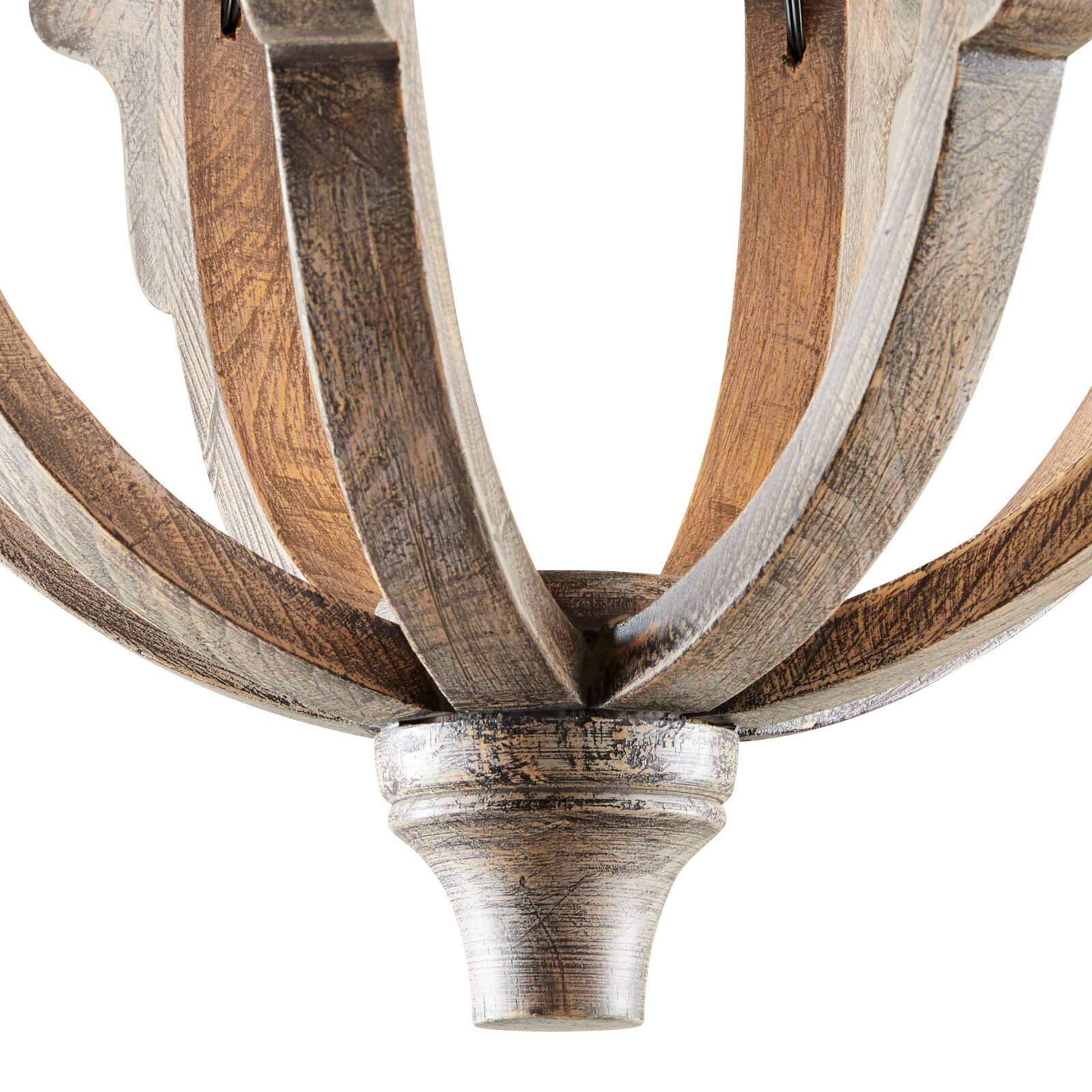 Brown Wood Rustic Candle Chandelier, 28" x 25" x 25"