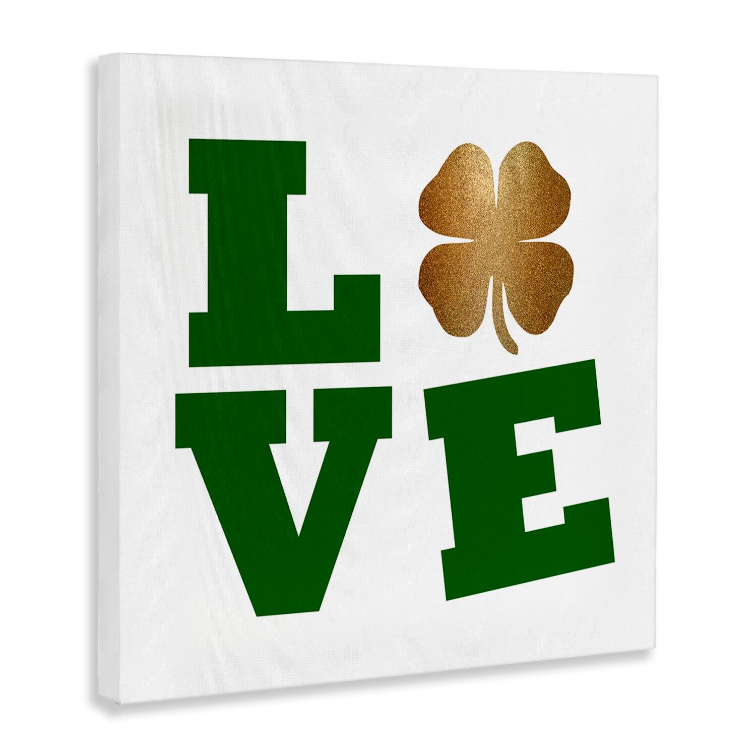 Stupell Industries St Patrick's Day Clover Love Canvas Wall Art
