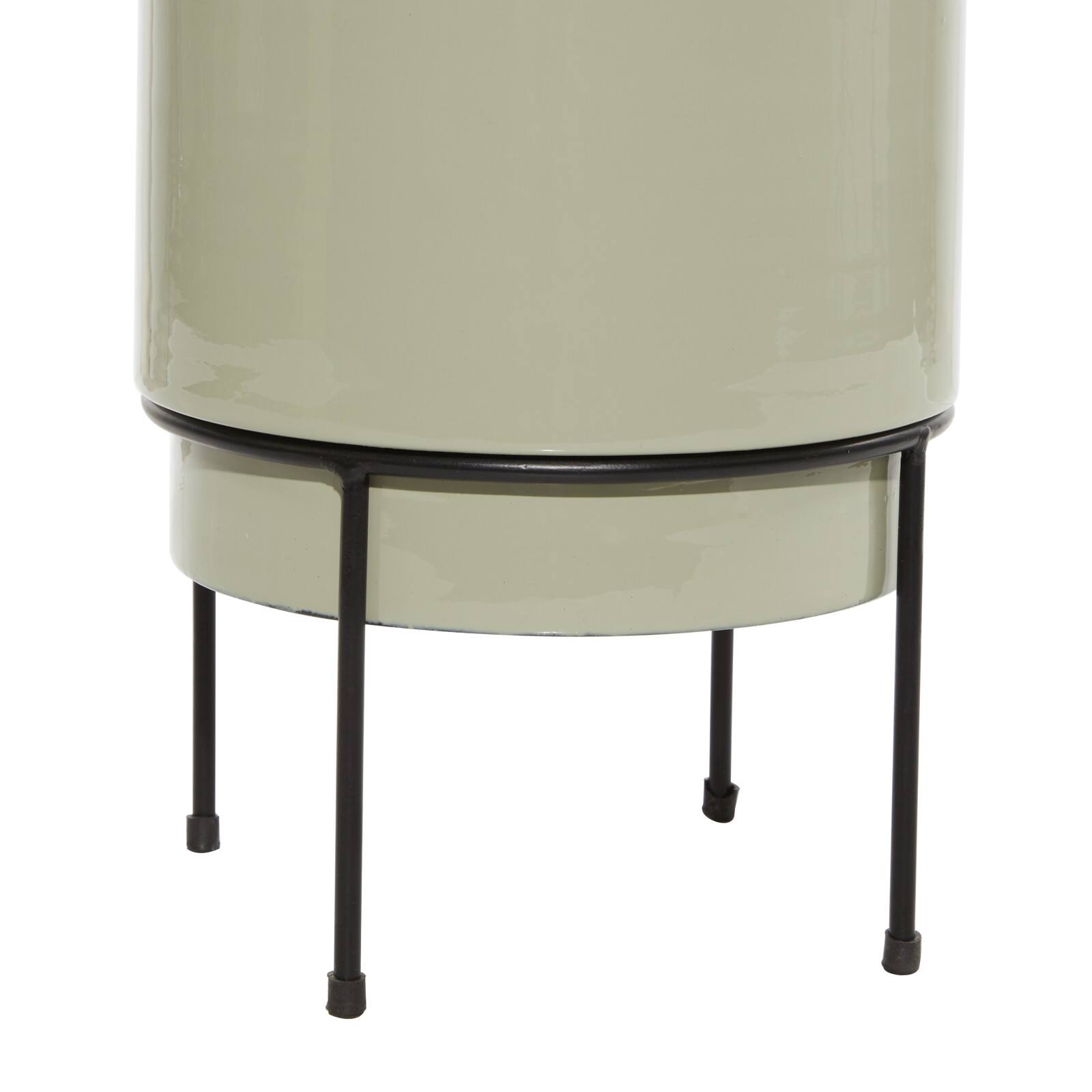 Taupe Metal Contemporary Planter Set