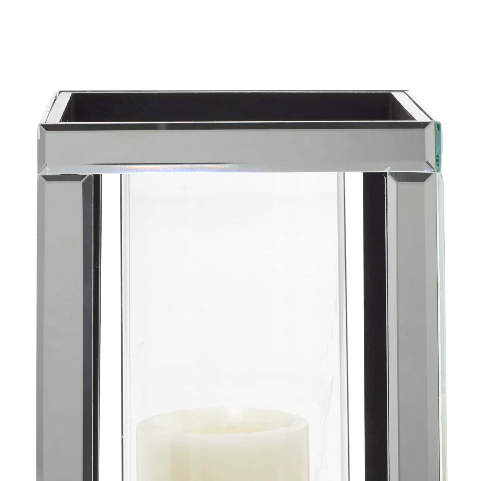 10" Silver Glass Glam Candle Holder