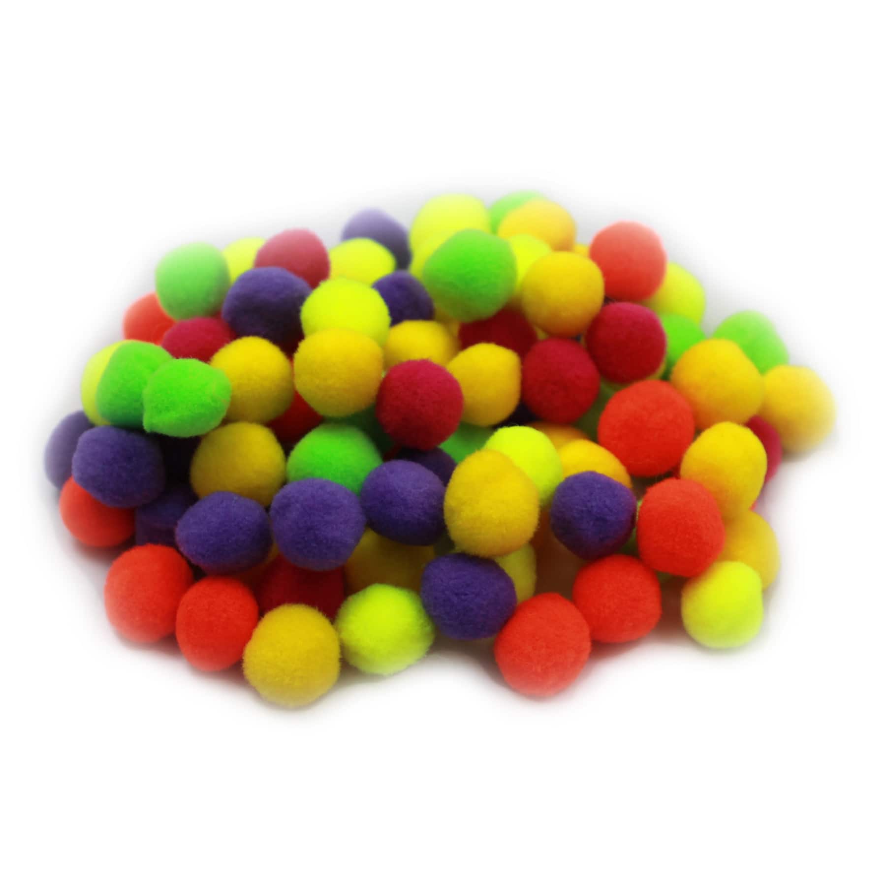 Charles Leonard Pom-Poms, 1/2", Hot Colors - 100 Per Pack, 12 Packs