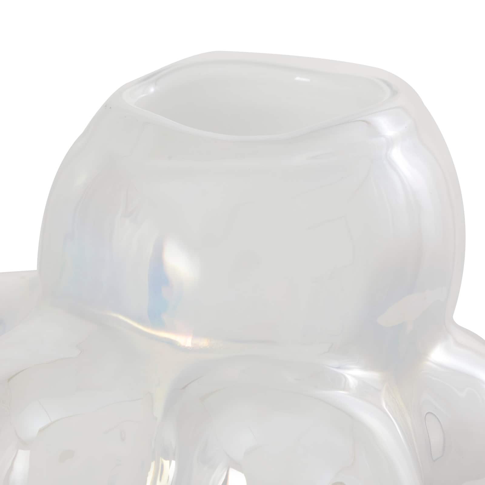 12" Clear Abstract Handmade Bubble Glass Vase