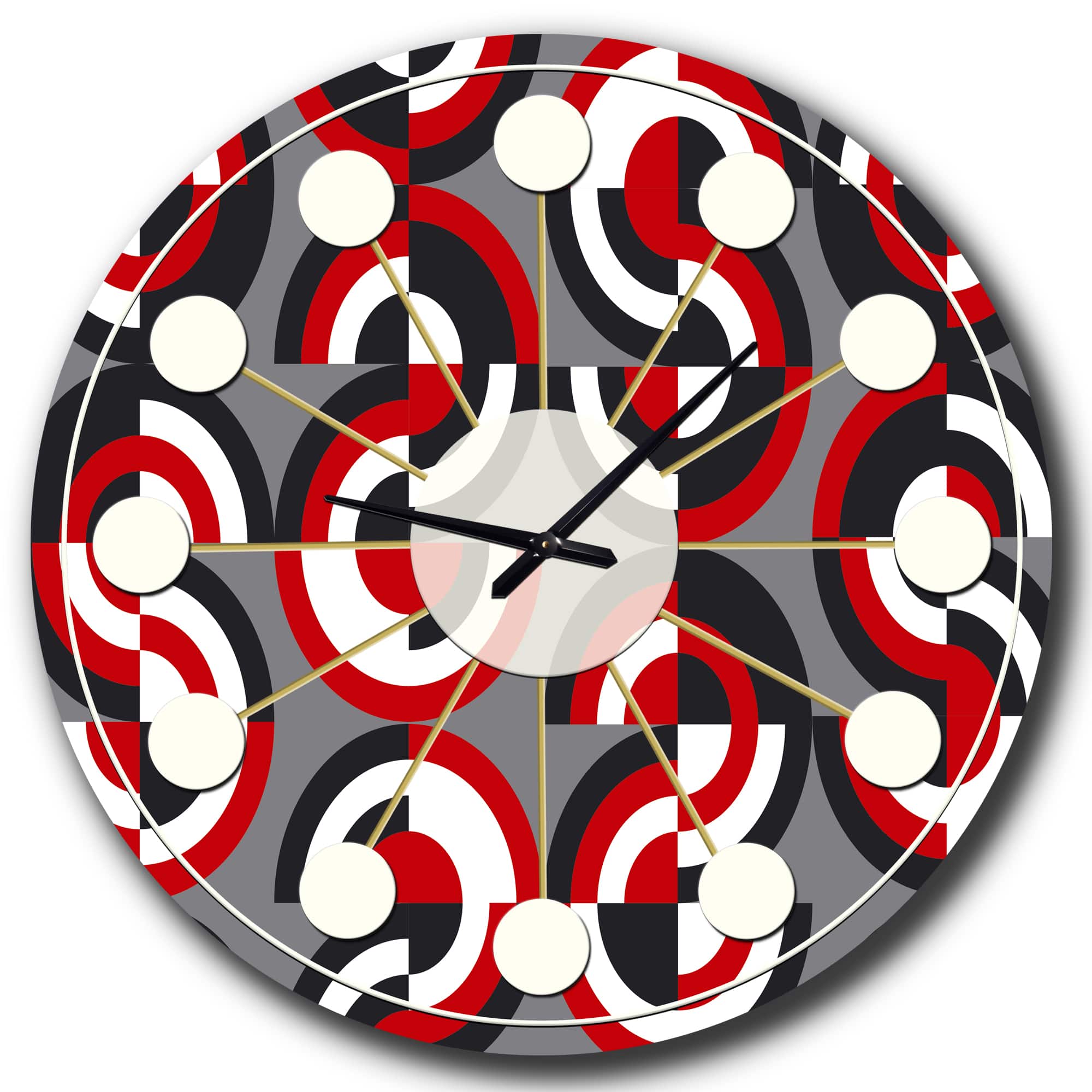 Designart 'Retro Circular Pattern Geometrical Mid-Century Modern Wall Clock