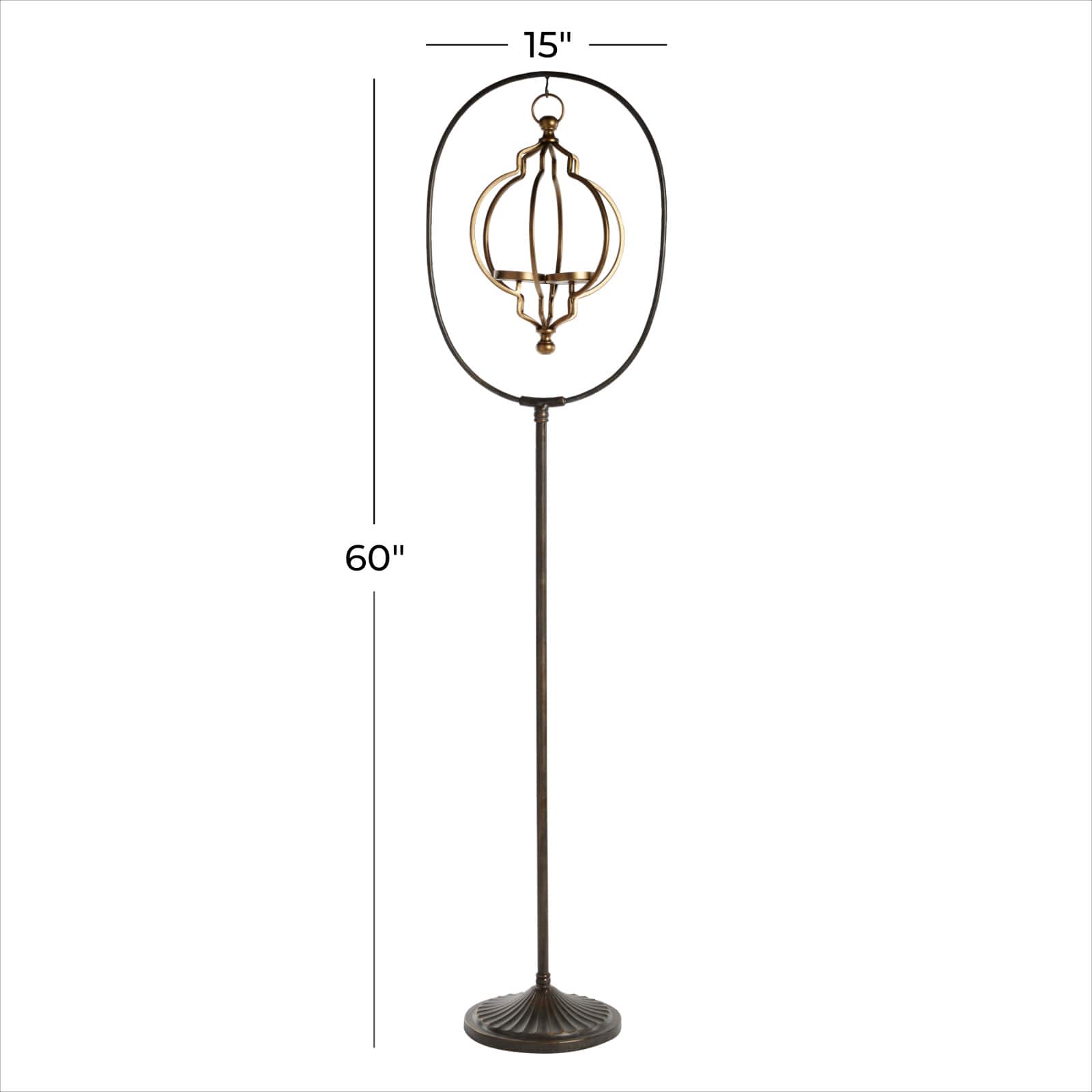 Black Metal Eclectic Candle Holder Lantern, 60" x 15" x 12"