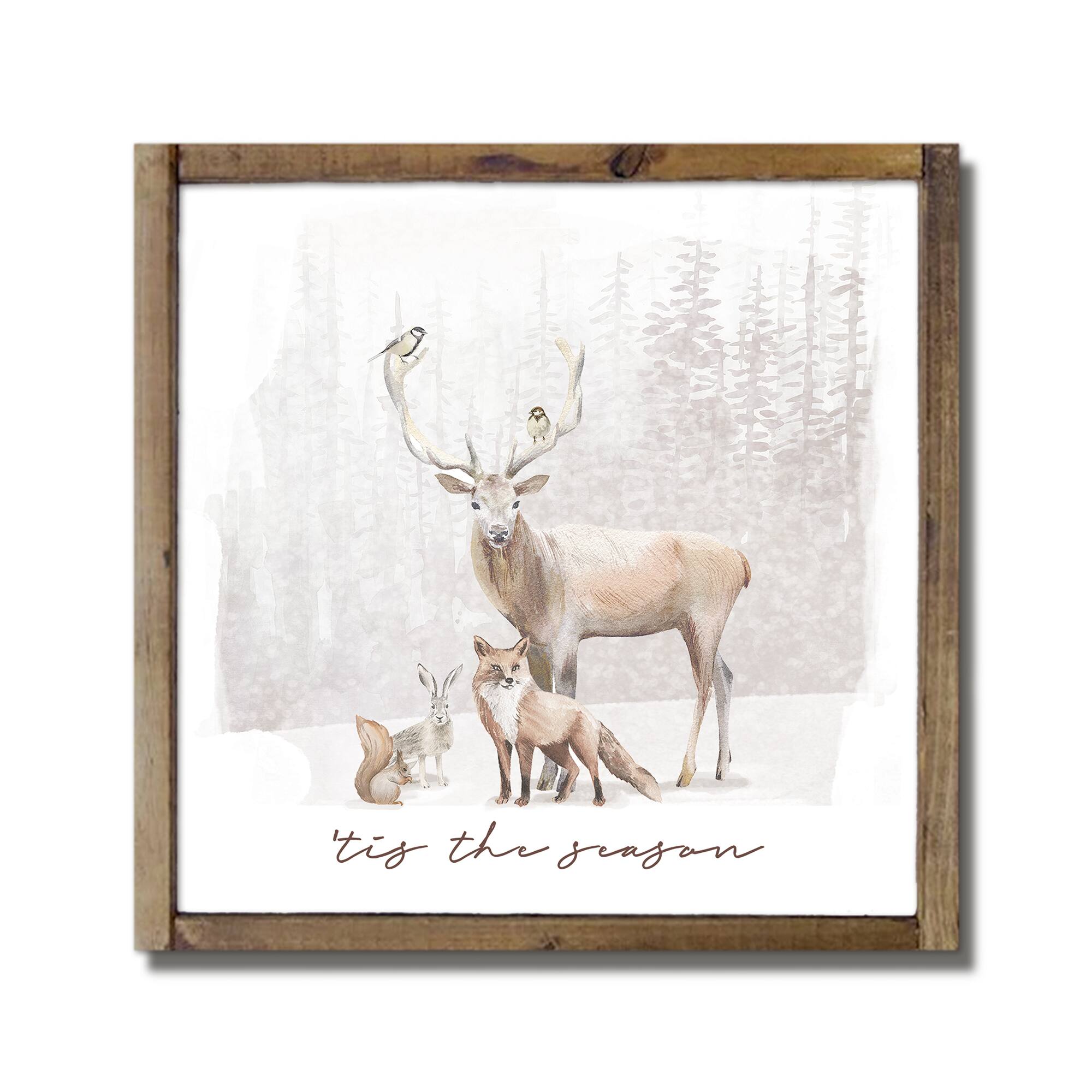 Tis the Season 9.5" x 9.5" Framed Wood Plaque