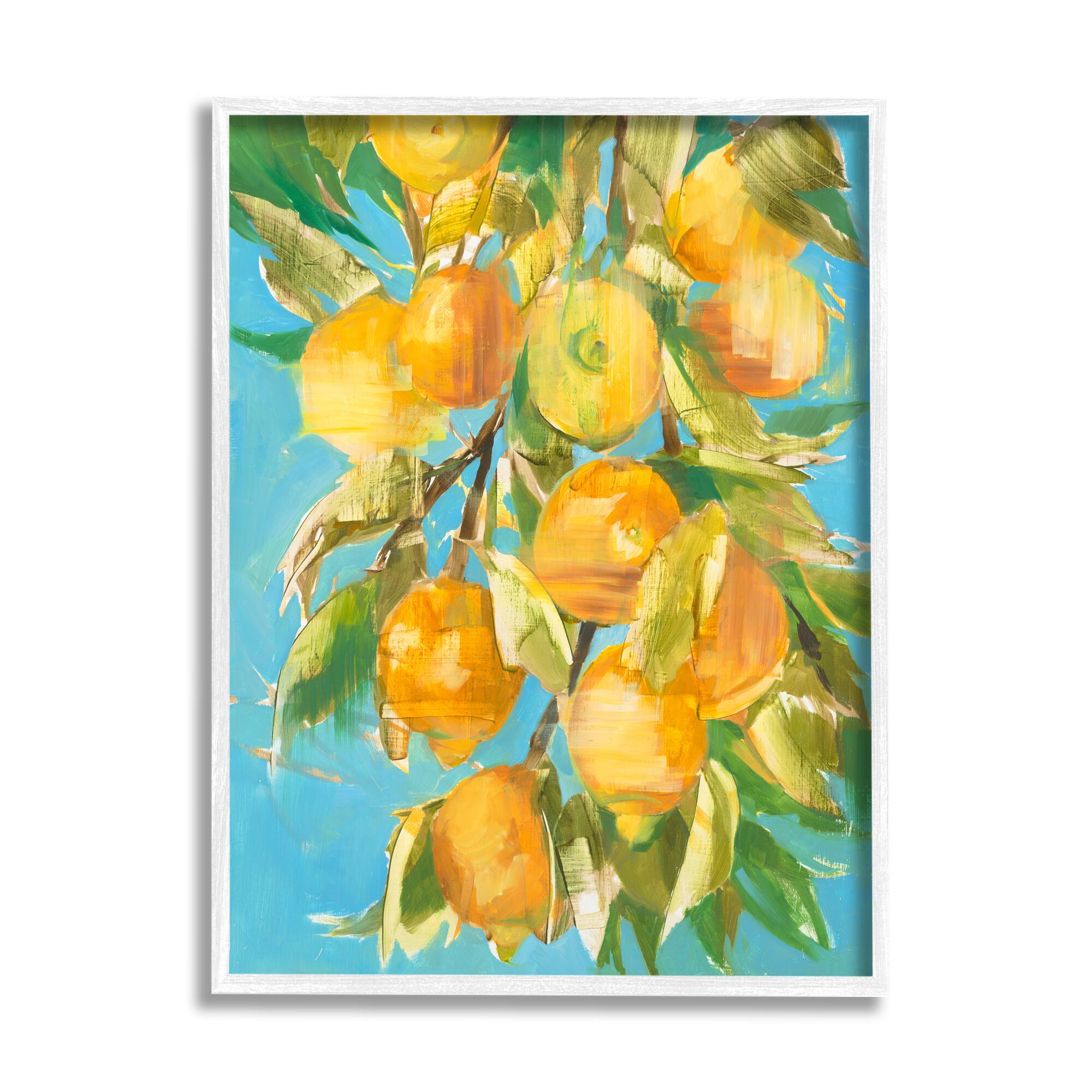 Stupell Industries Ripe Lemon Tree Painting Wall Accent with White Frame