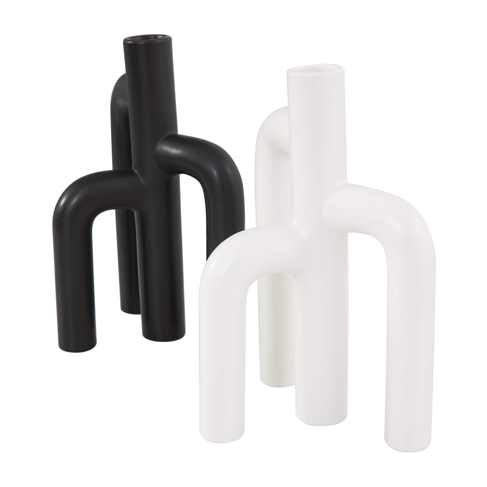 CosmoLiving by Cosmopolitan 10" Black & White Ceramic Abstract 3-Arch Vase Set