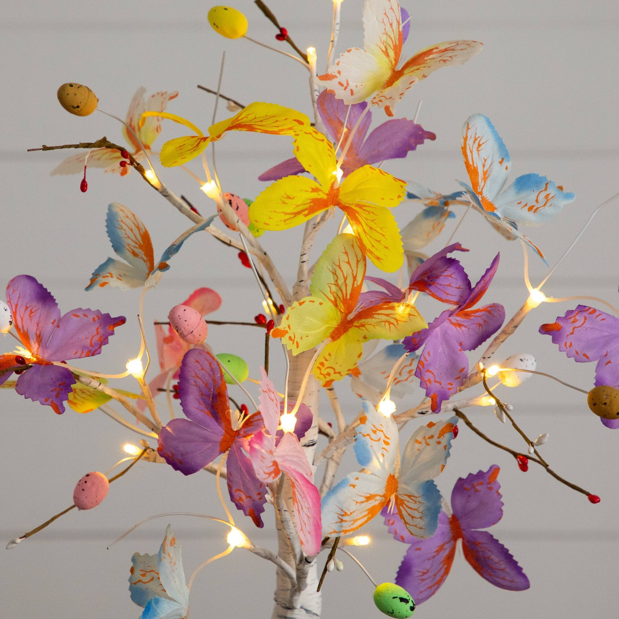 2ft. Pre-Lit Artificial Butterfly Twig Tree with 24 Warm White LED Lights