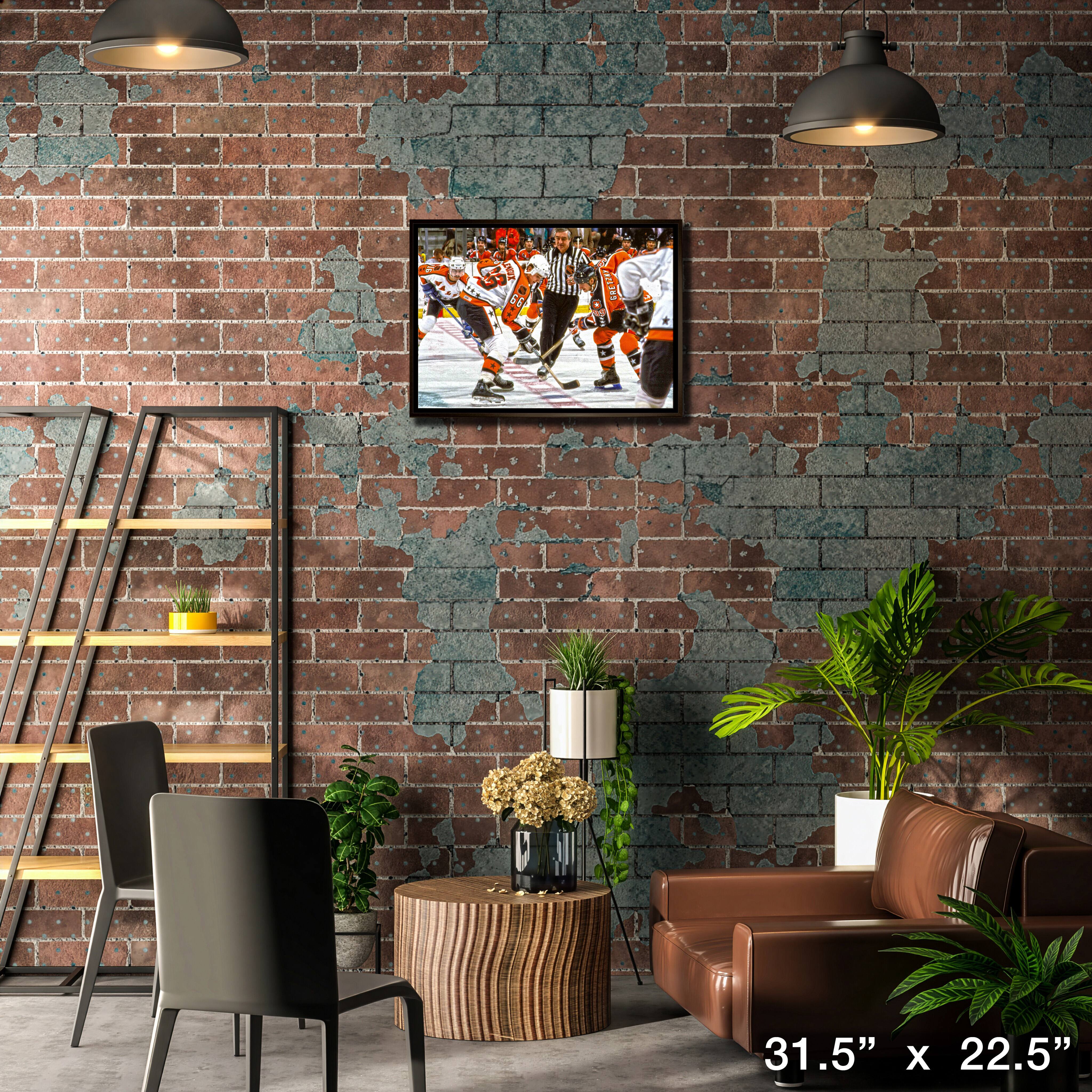 Wayne Gretzky and Mario Lemieux 20" x 29" Canvas Framed All-Star 31.5" x 22.5"