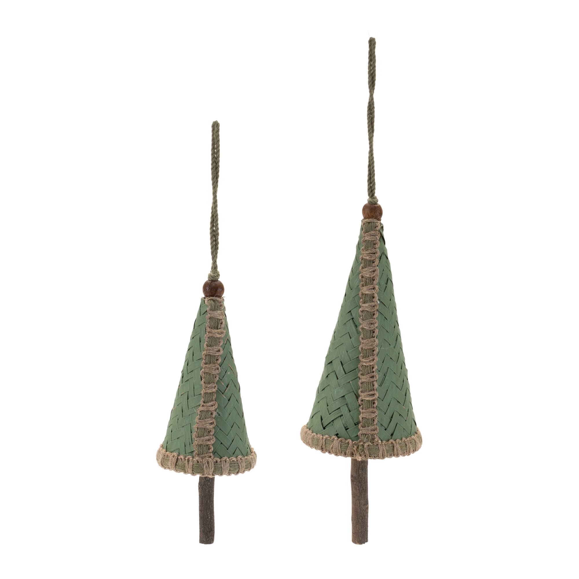 Woven Bamboo Pine Tree Ornament, 4ct.