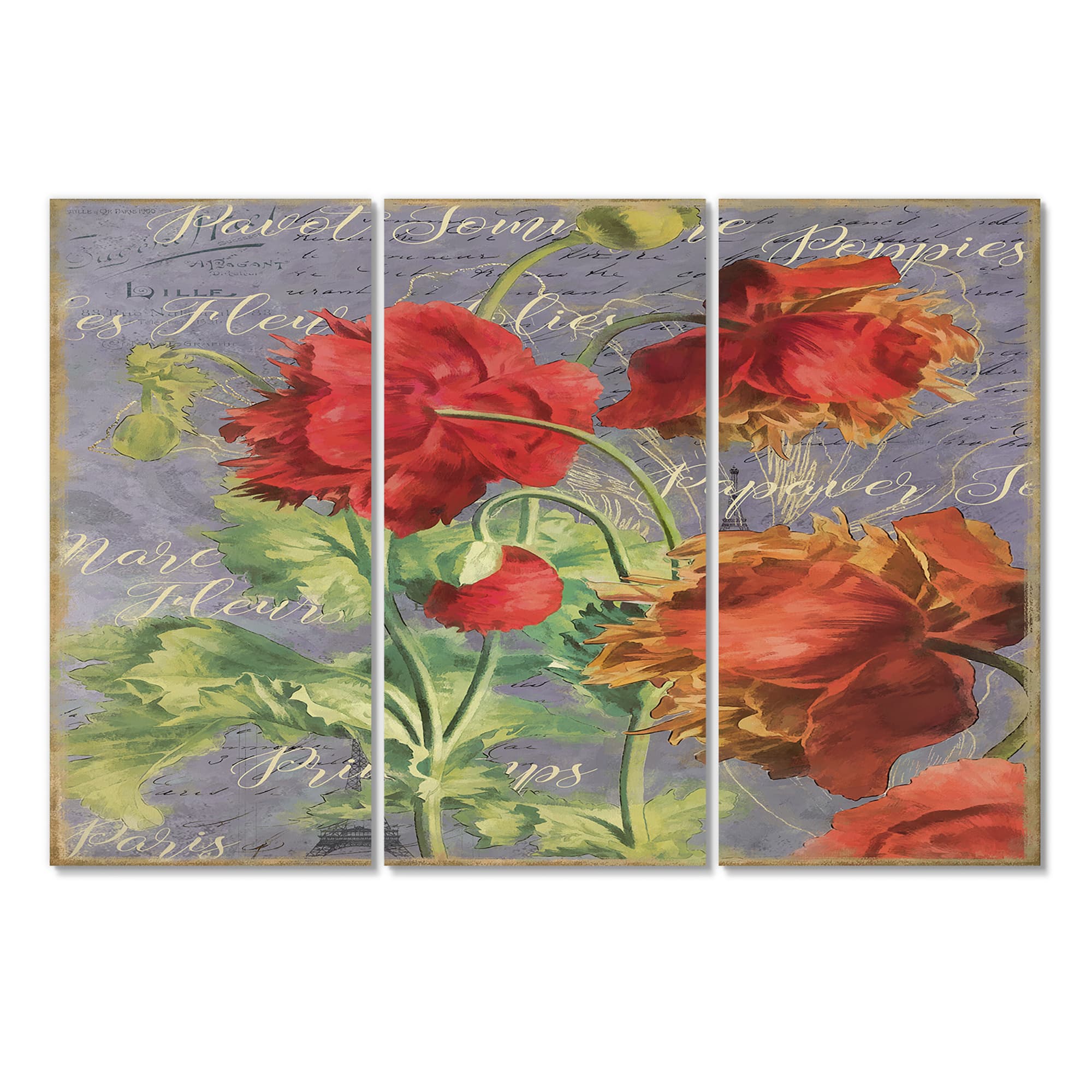 Designart - Red Poppies - Cottage Canvas Artwork