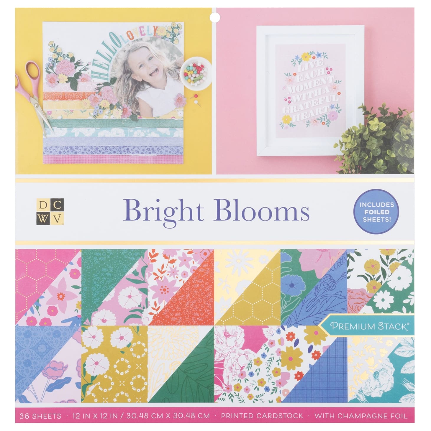 DCWV® 12" x 12" Premium Paper Bright Blooms, 36 Sheets