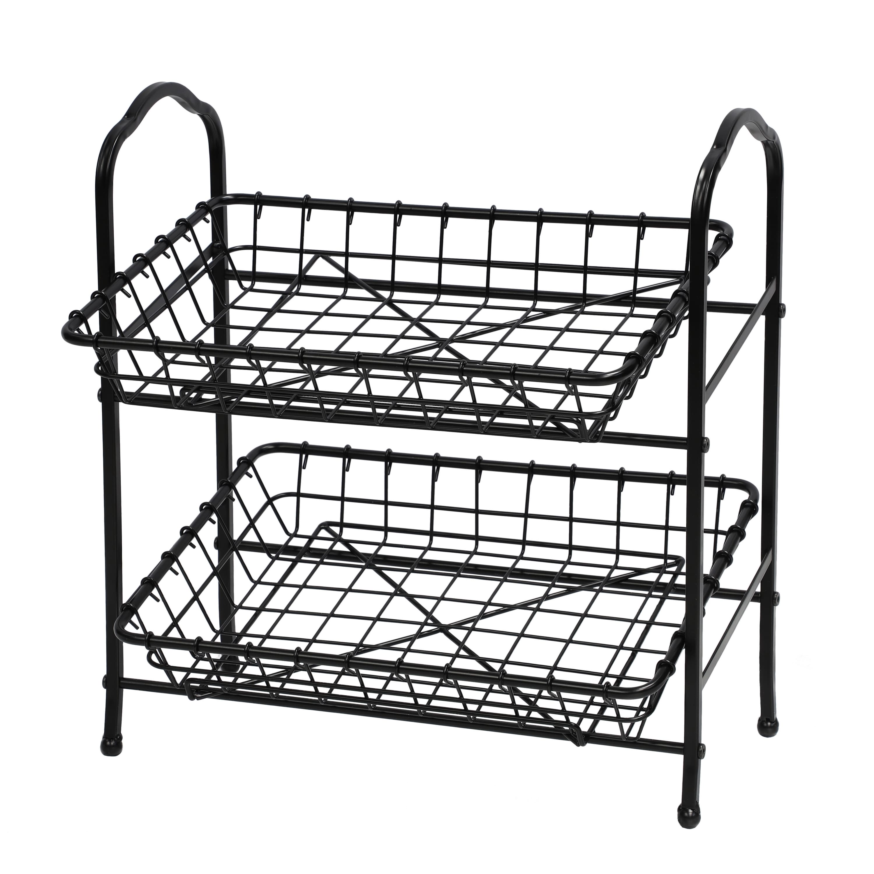 6 Pack: 19" Black 2-Tier Metal Removable Basket Organizer