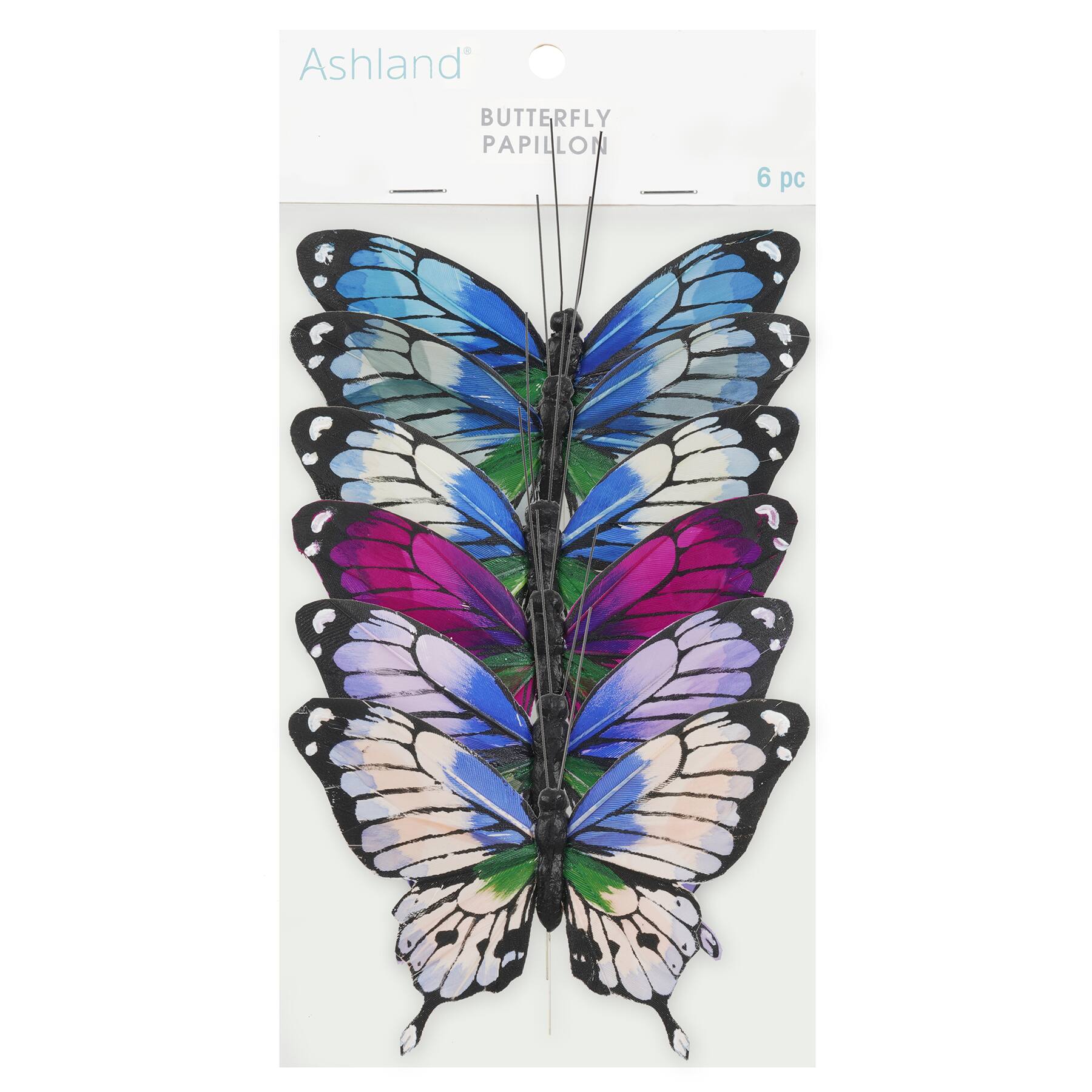 6 Packs: 6 ct. (36 total) 4.5" Blue & Purple Feather Butterflies by Ashland®