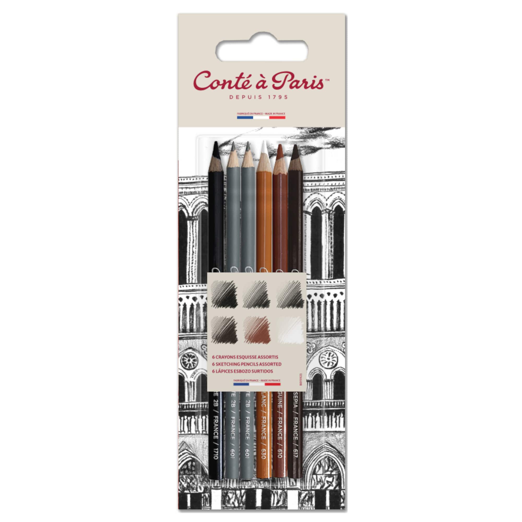 Conté à Paris™ Assorted Sketching & Drawing Pencils, 6ct.