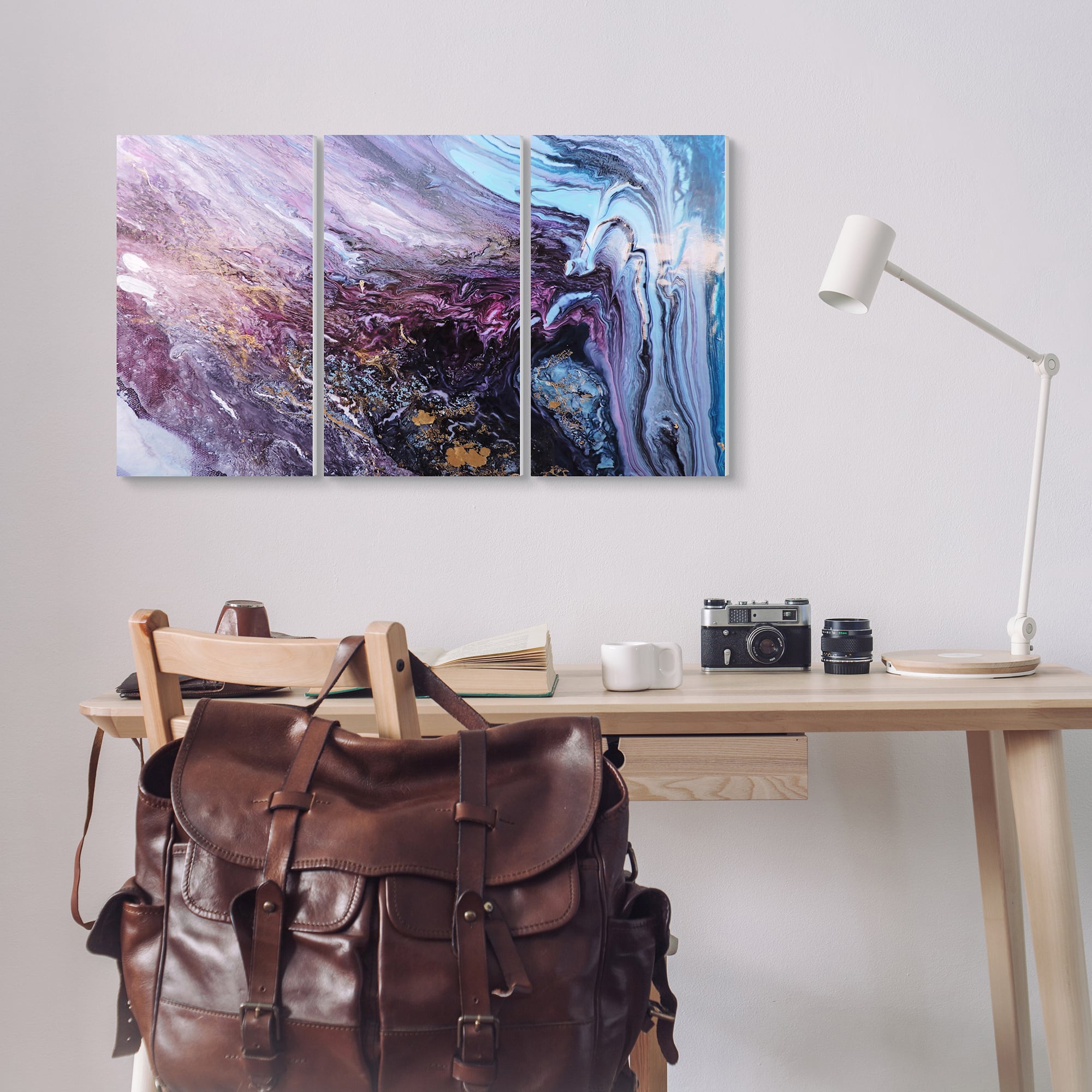Stupell Industries Abstract Liquid Purple Blue Texture Painting,11" x 17"