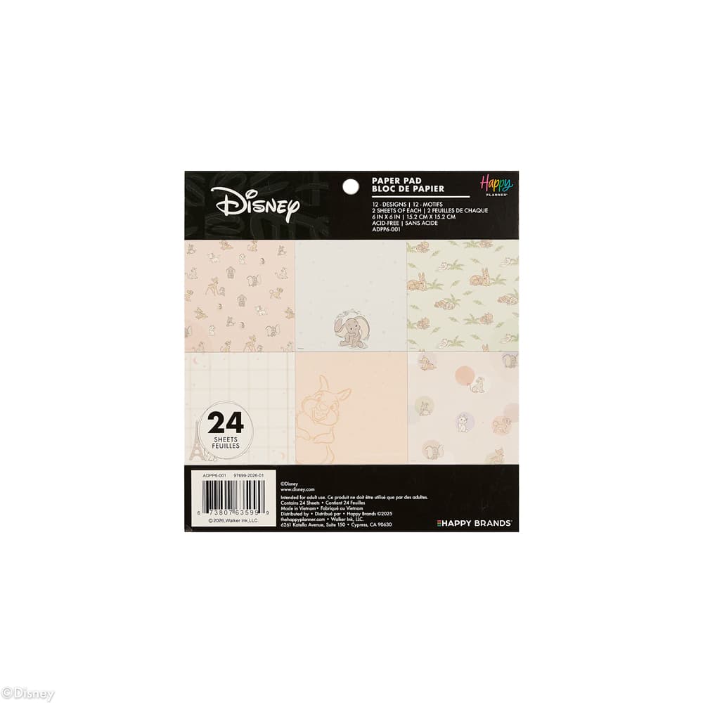 The Happy Planner® Disney© Welcome Little One 6" x 6" Scrapbooking Paper Pad, 24 Sheets