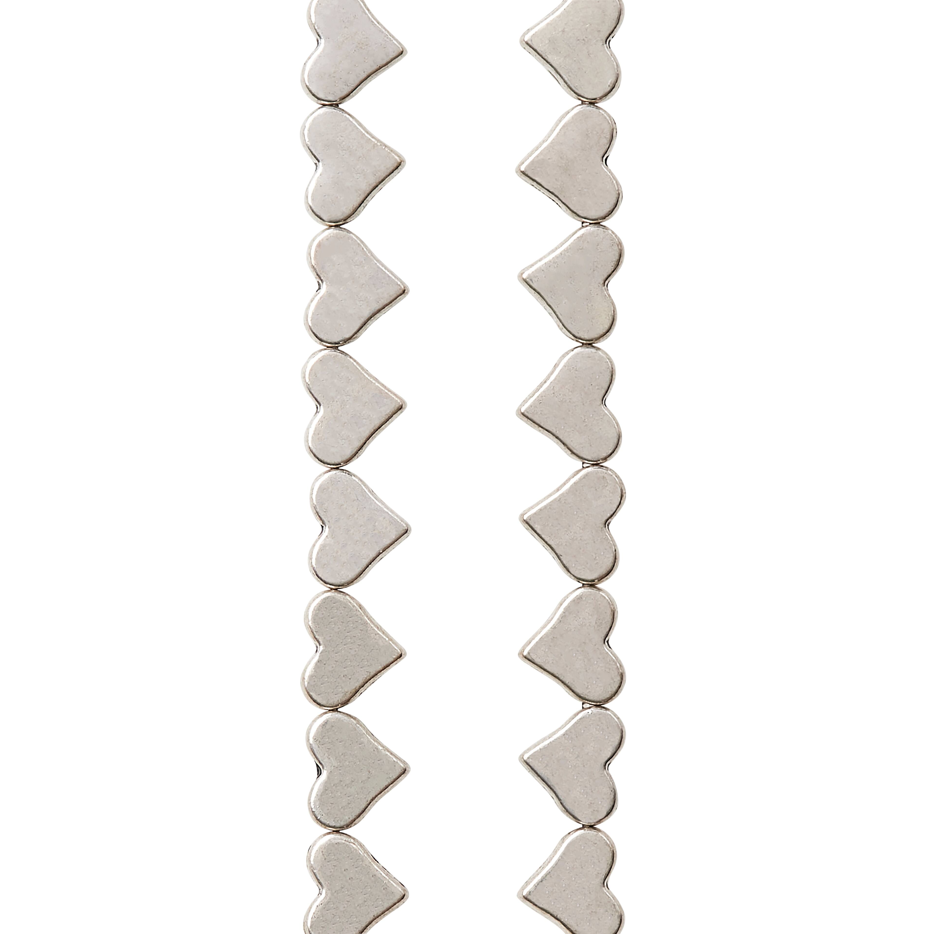 Silver Metal Heart Beads, 6mm by Bead Landing™