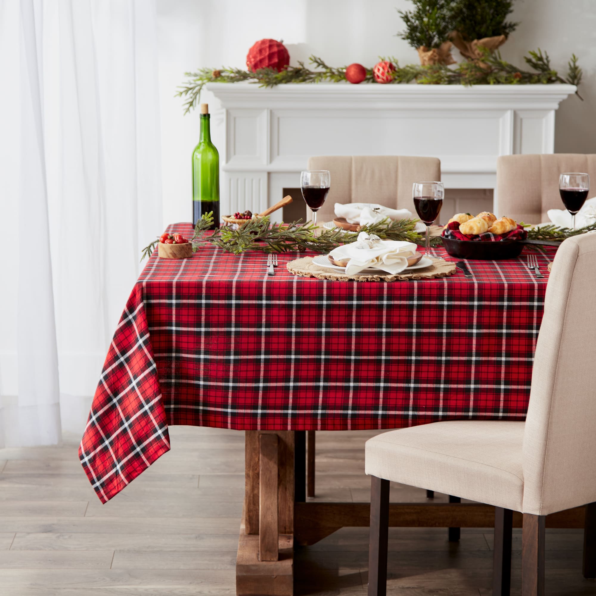 DII® 84" Glad Tidings Plaid Tablecloth