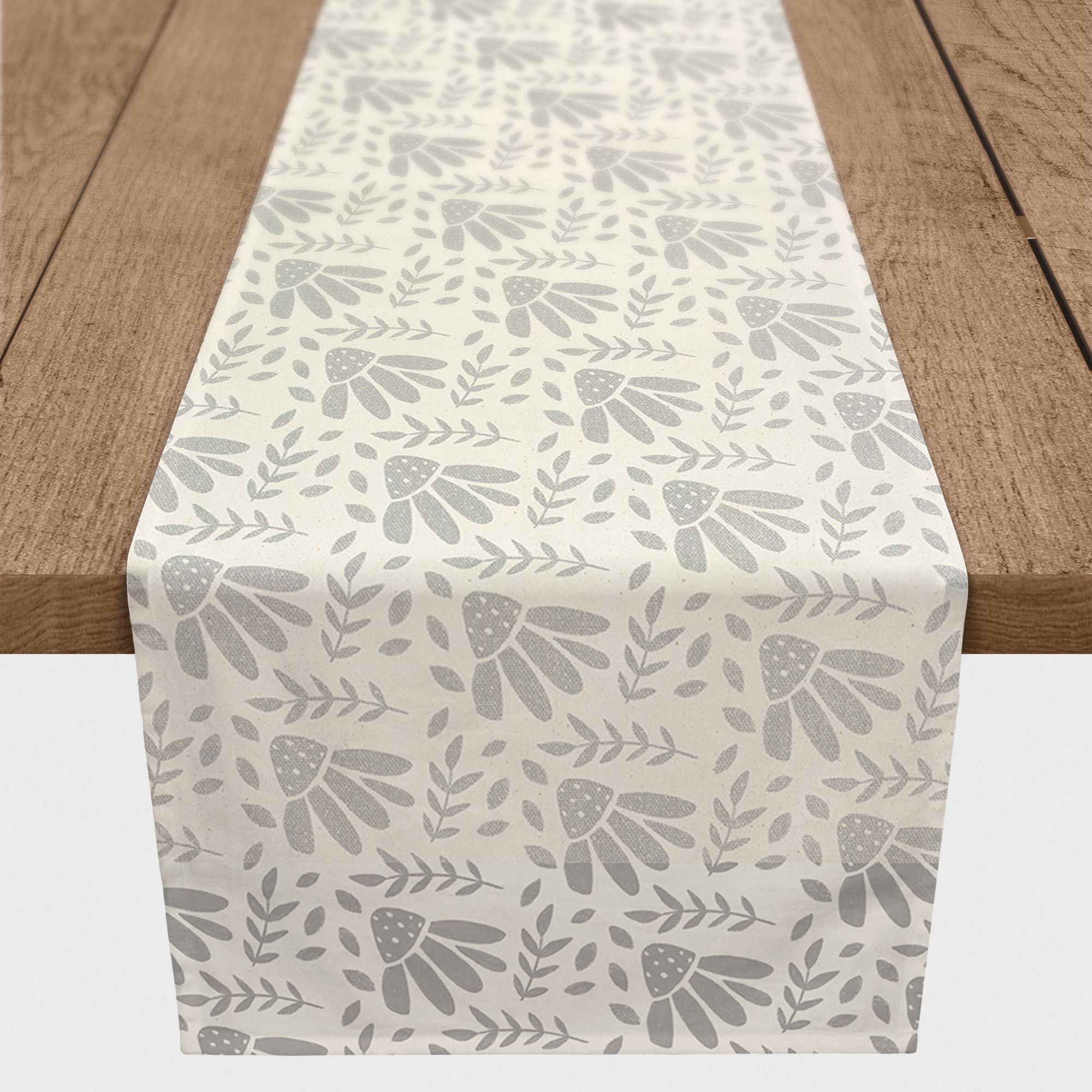 Gray Flowers Indoor/Outdoor Table Runner
