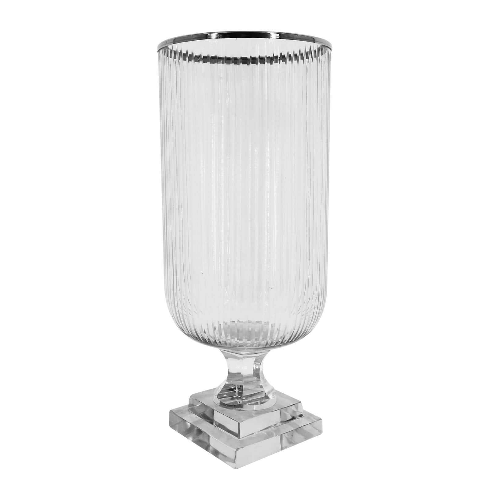 Ribbed Glass Vase with Silver Trim by Ashland