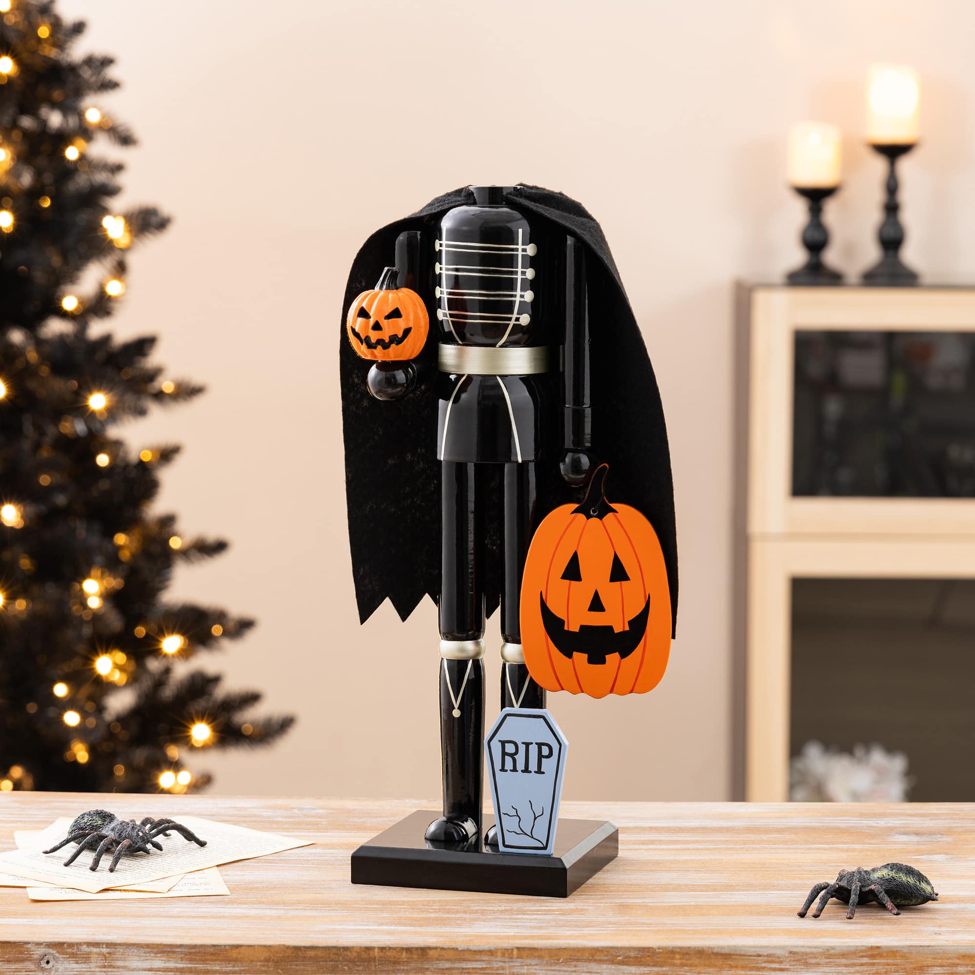 Glitzhome® 14.5" Halloween Wood Headless Horseman with Ornament Nutcracker