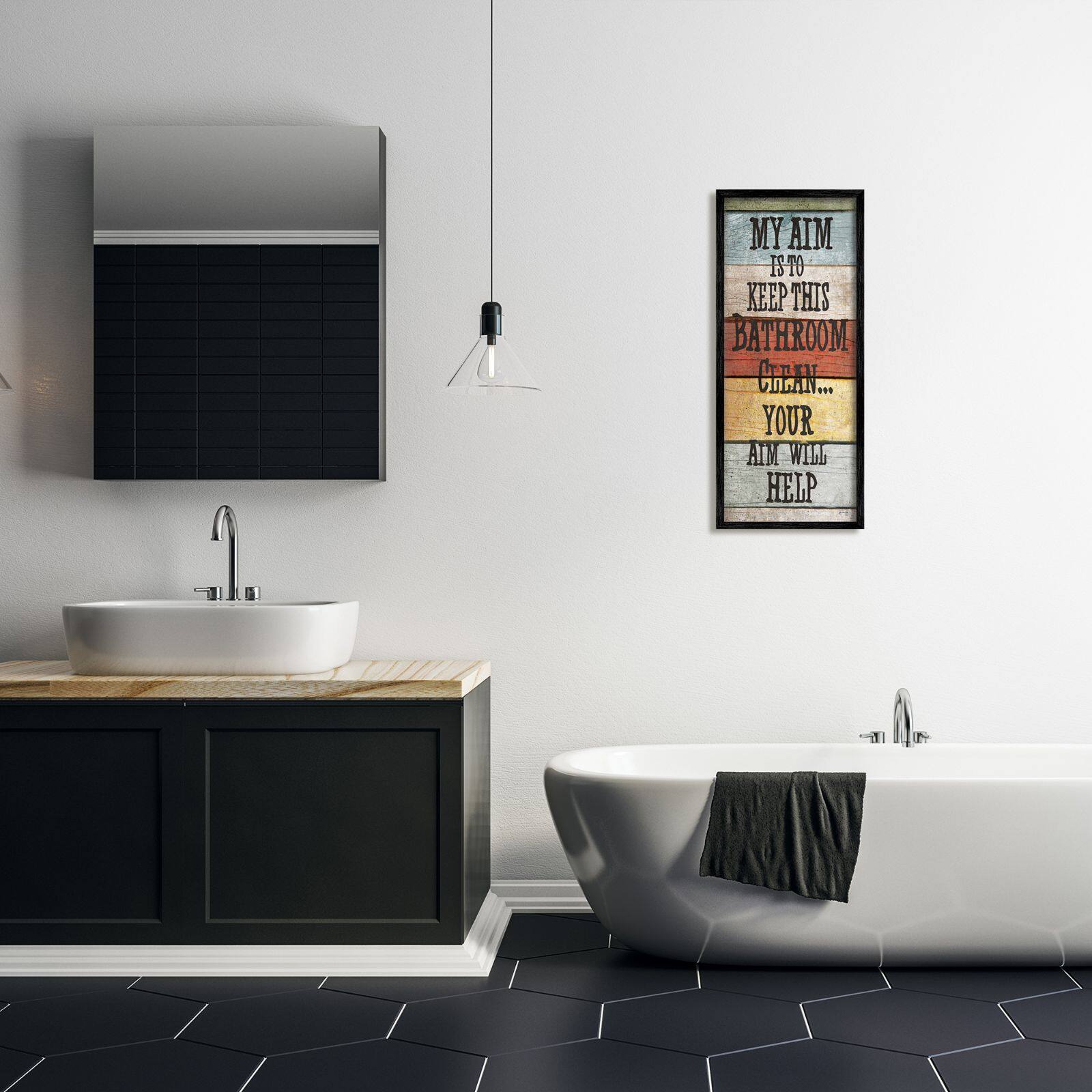 Stupell Industries My Aim Is To Keep This Room Clean ' Bathroom Framed Wall Art