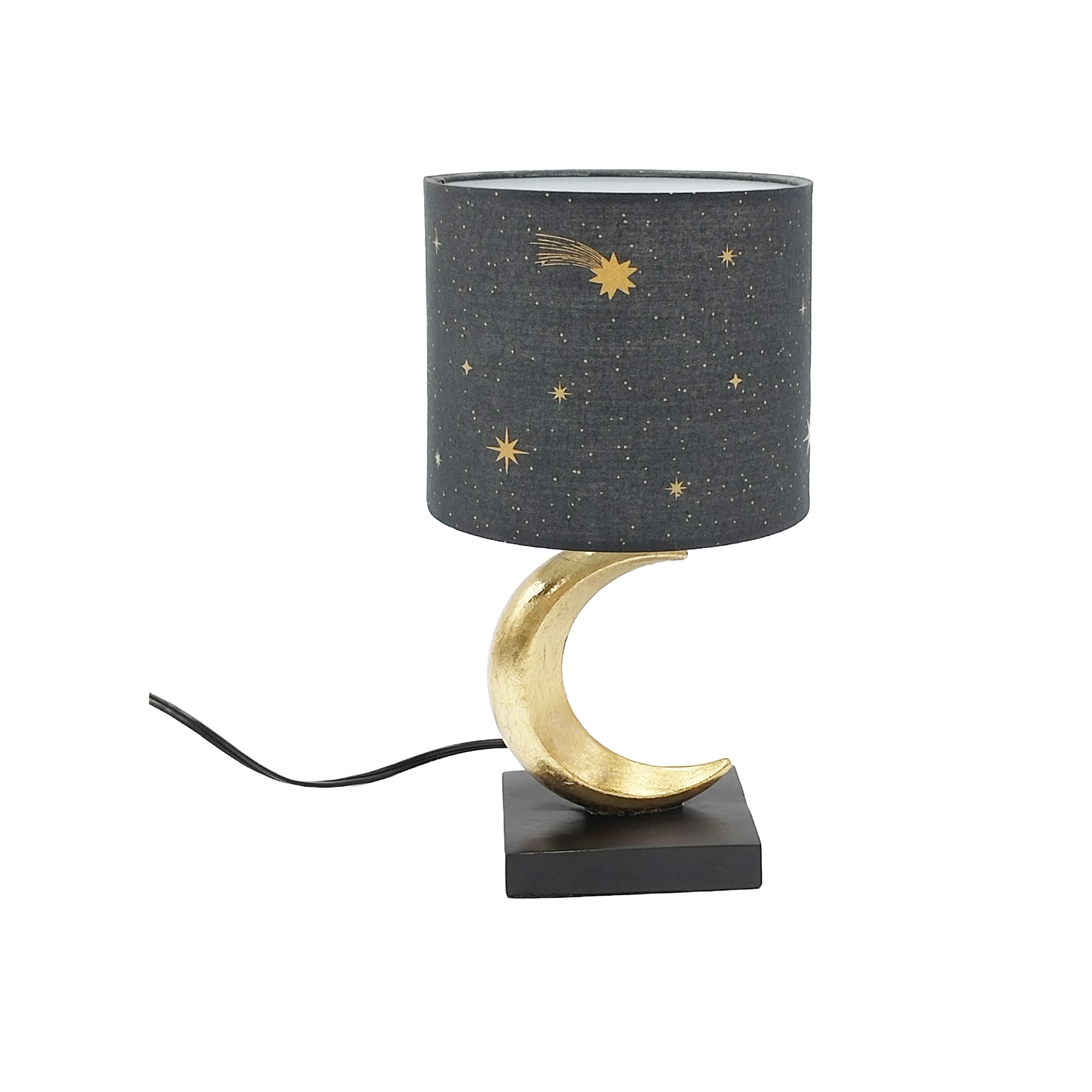 13.75" Black & Gold Moon Tabletop Lamp by Ashland®
