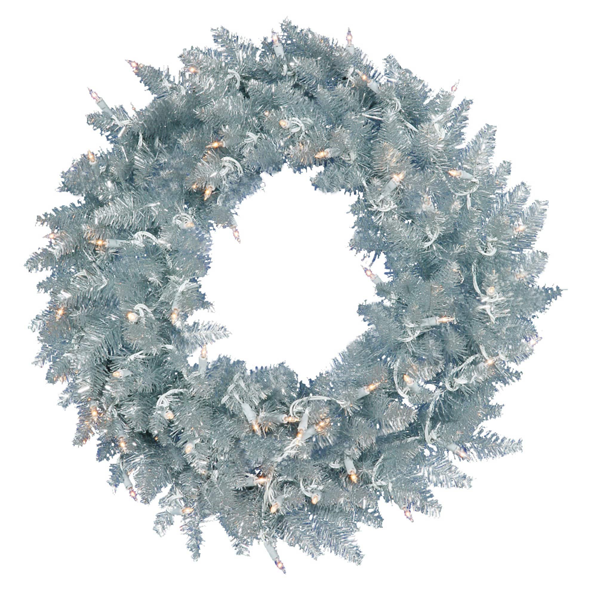 48" Pre-Lit Silver Fir Artificial Christmas Wreath, Warm White Dura-Lit LED Lights