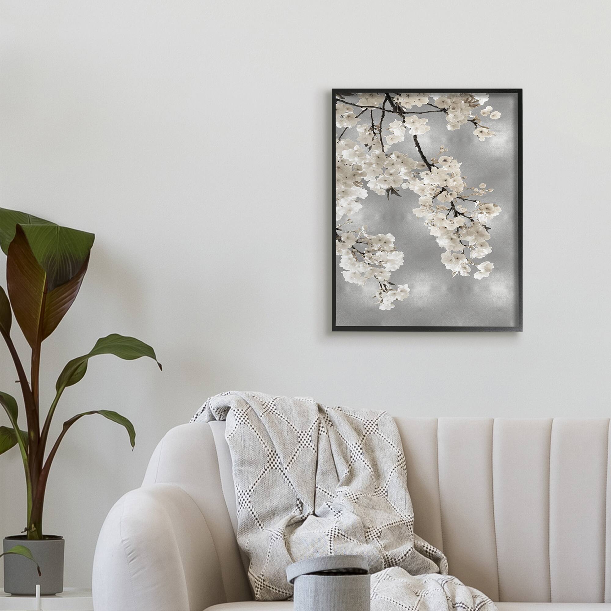 Stupell Industries Spring Blossoms White Flowers Tree Branch in Frame Wall Art