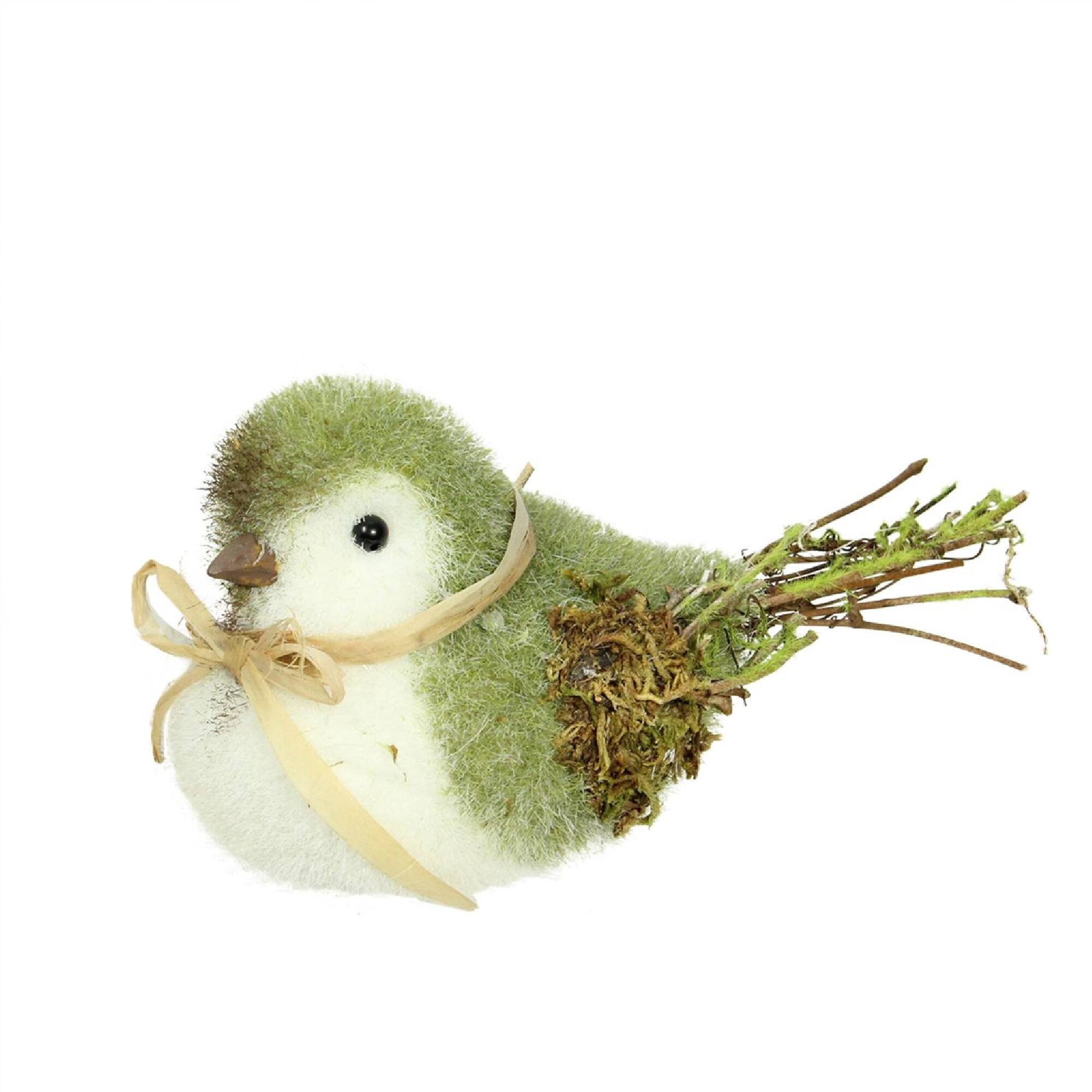 8.25" Green, White & Brown Decorative Spring Bird Tabletop Figure