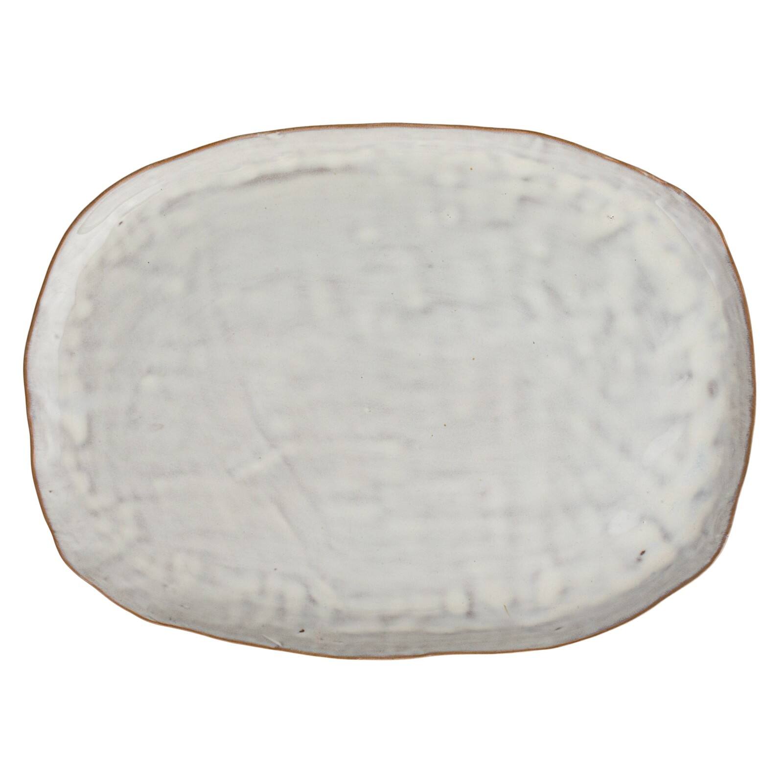 Hello Honey® 13.75" Acacia-Base White Stoneware Elegance Pedestal