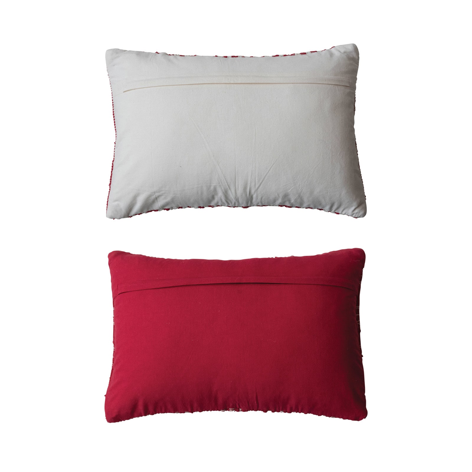 Hello Honey® 24" Red & White Hand-Woven Cotton Chindi Lumbar Pillow Set