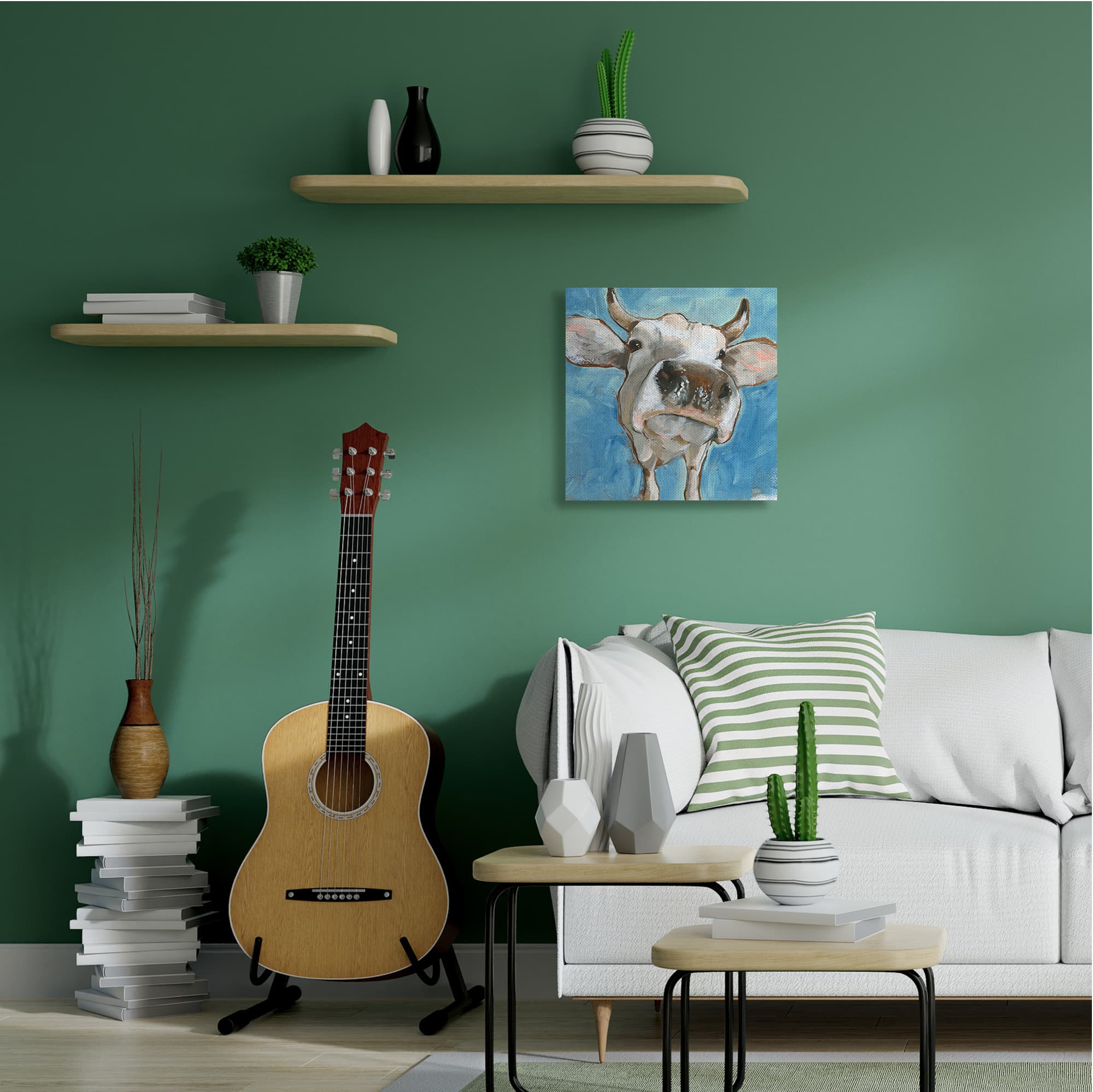 Stupell Industries Close Up White Cattle Farm Animal Portrait Canvas Wall Art