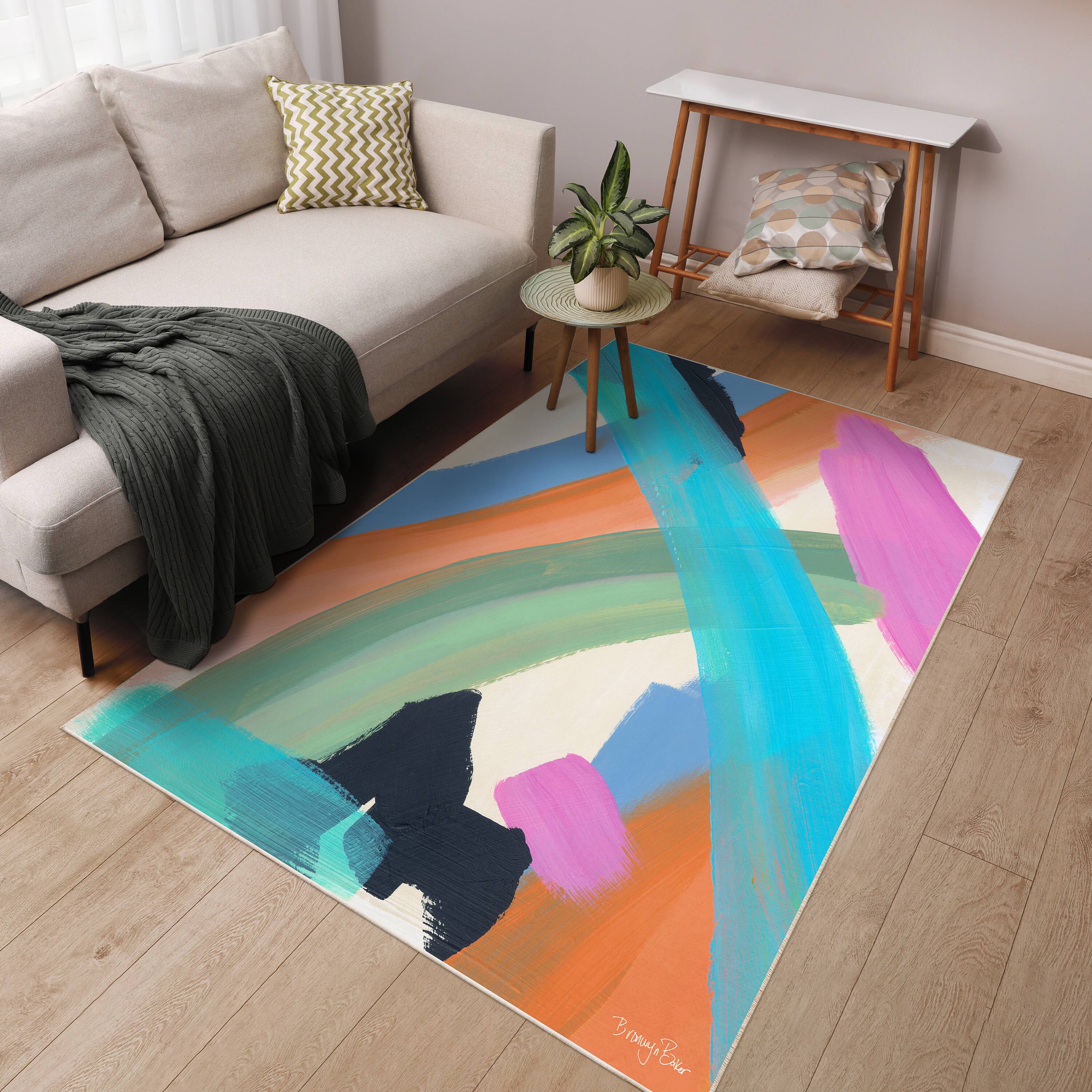 Empire Art Direct 5ft. x 7.5ft. The Script II B Tapis D'Art Washable Abstract Area Rug