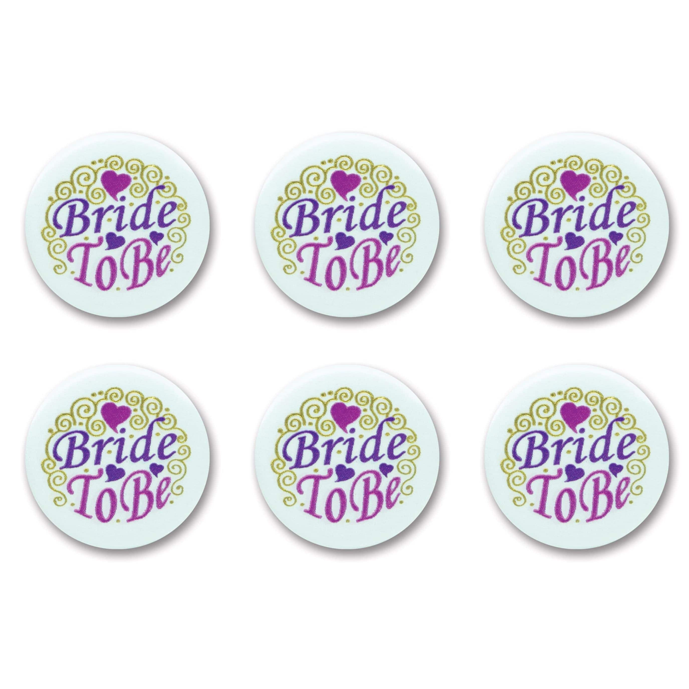 Beistle 2" White Bride To Be Buttons, 6ct.