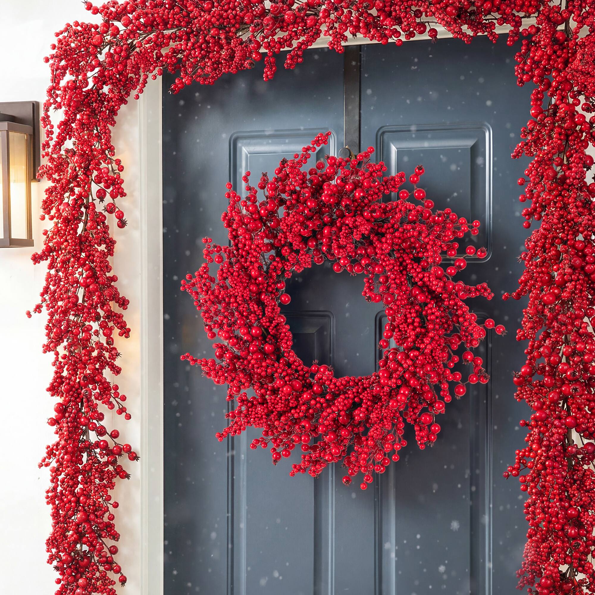 Glitzhome® 28" Christmas Full Berry Wreath