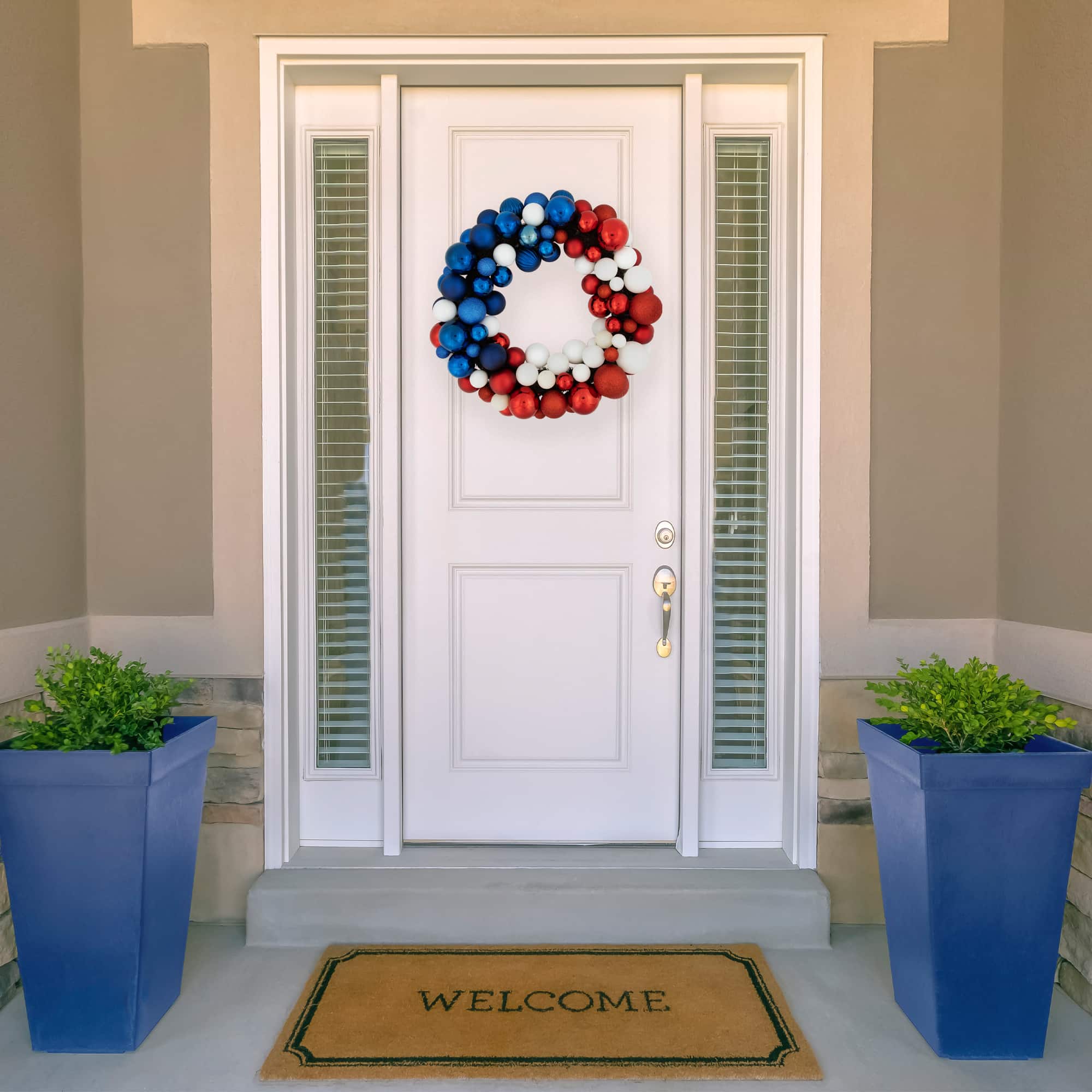 22" Red, white & Blue Glittered Patriotic Ornament Wreath
